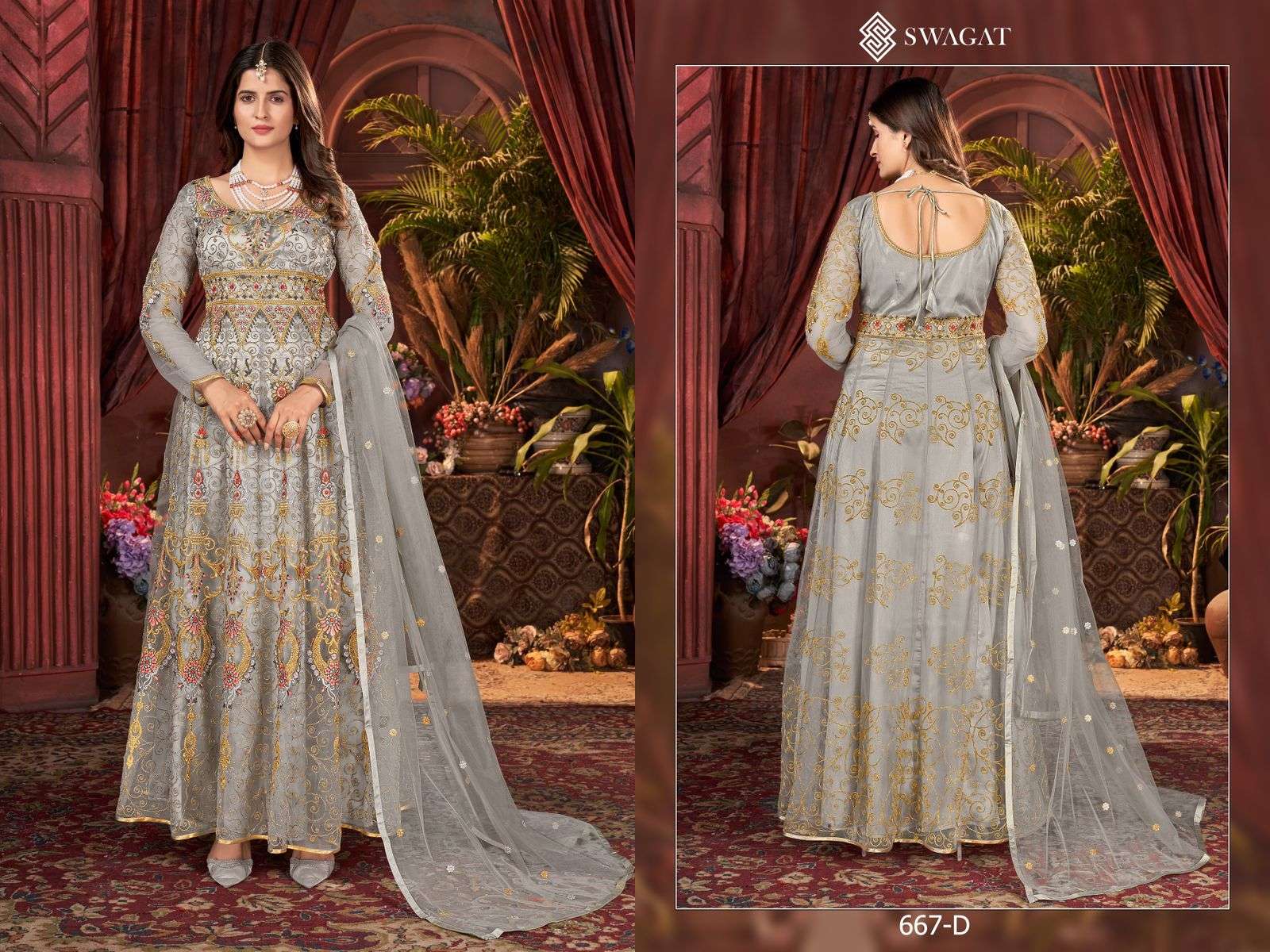 Swagat 667 Colors Partywear Anarakali Gown New Collection view 3