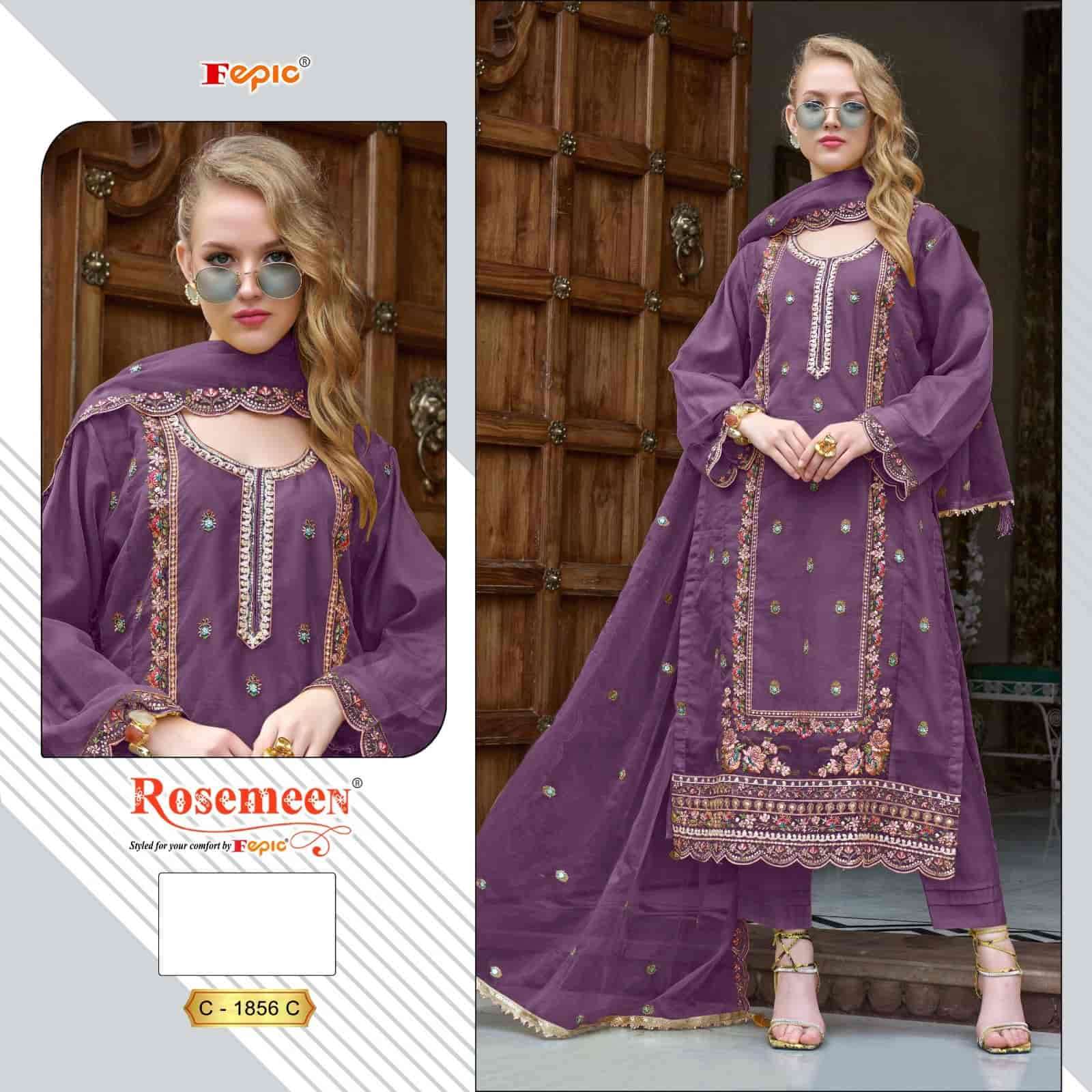 Fepic C 1856 Colors Pakistani Style designer Organza Embroidered Suit Wholesalers view 3
