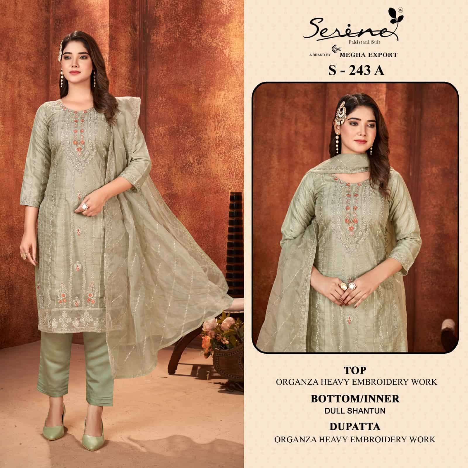 Serine S 243 A Organza Embroidered Pakistani Salwar Kameez Exporter