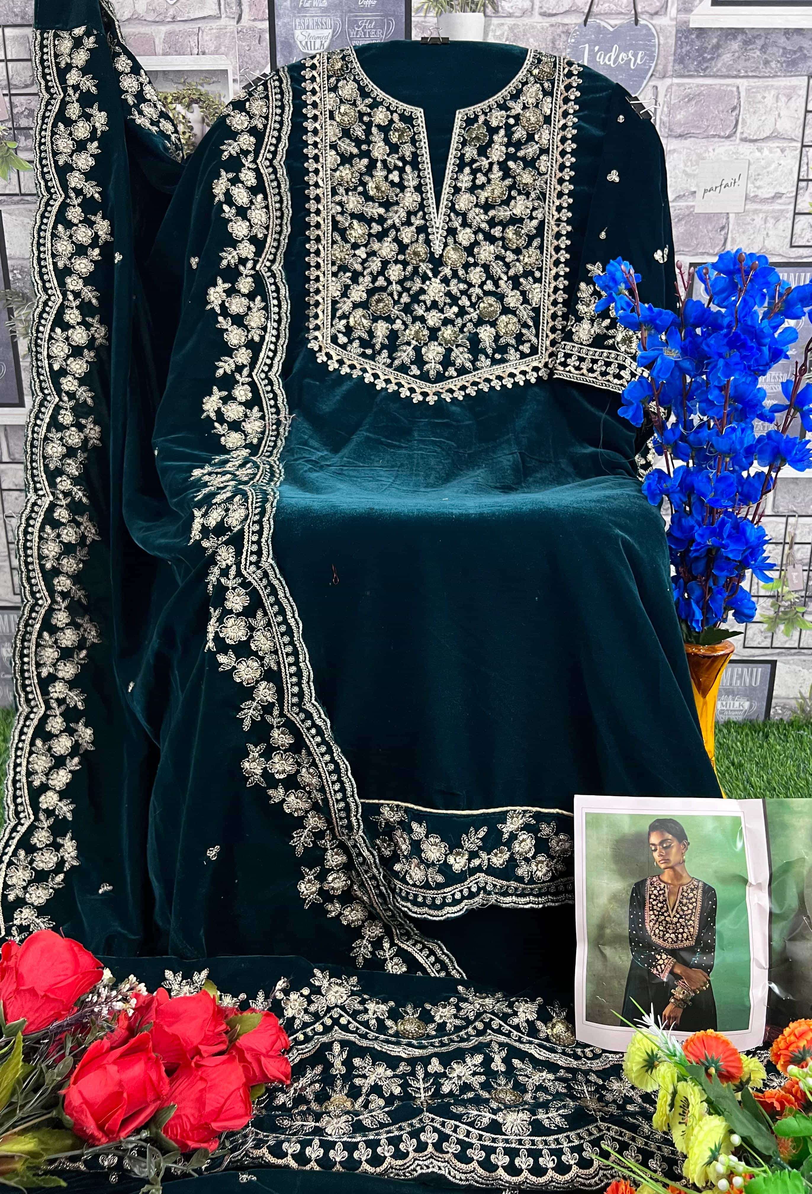 Deepsy Velvet 23 Designer Work Velvet Festive Wear Salwar Suit Wholesalers view 7
