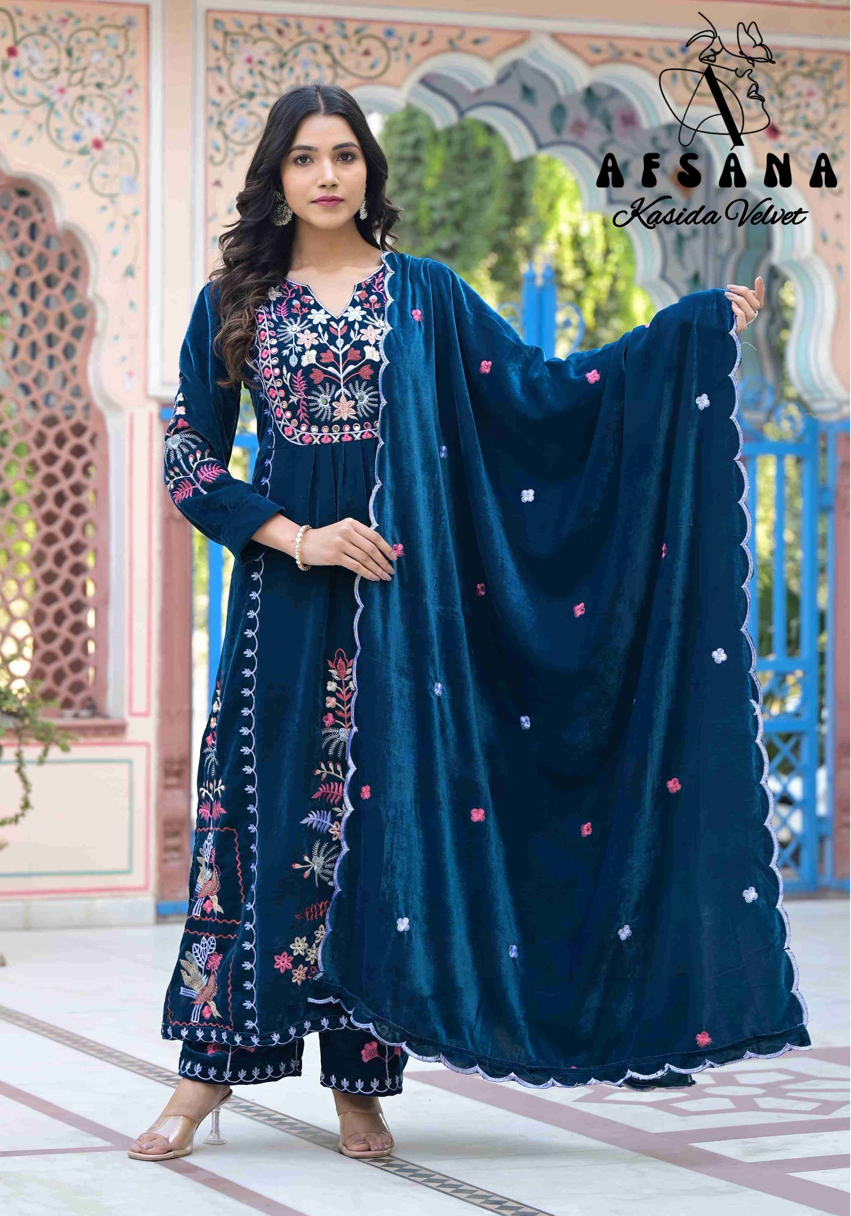Afsana Kasida Velvet Nx New Designs Velvet 3 Piece Pair Festive Collection view 10