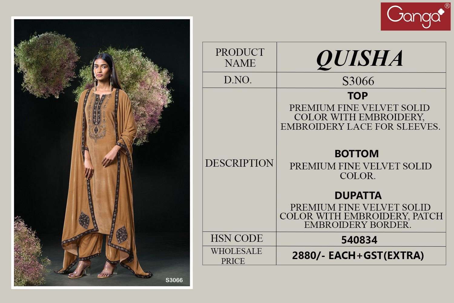 Ganga Fashion Quisha 3066 Premium Design Velvet Suit Price view 4