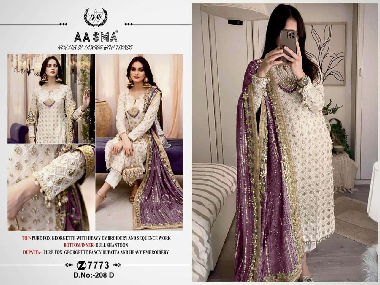 Aasma 208-D Heavy Embroidered Georgette Suit