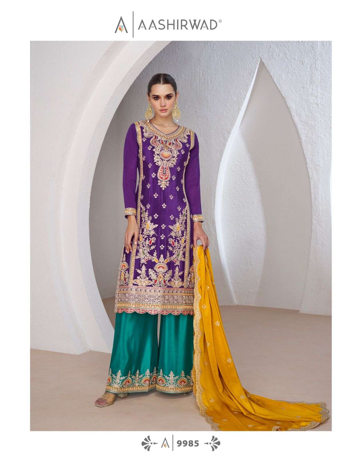 Aashirwad Minali Designer Silk Palazzo Dress view 4