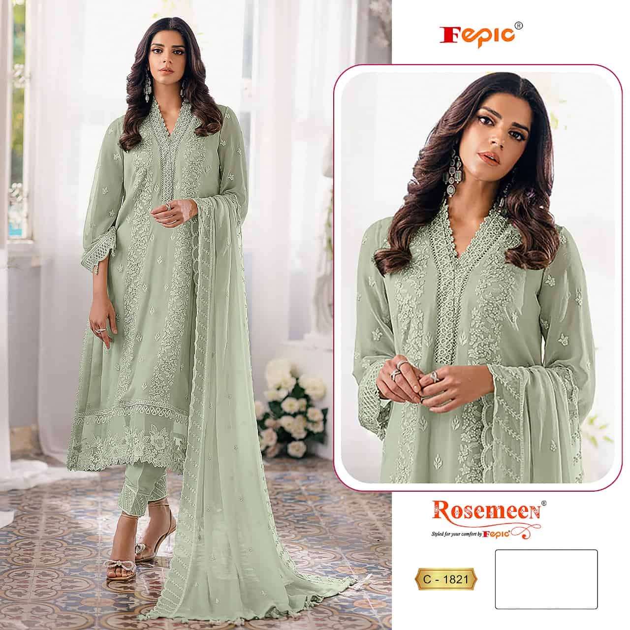 Fepic Rosemeen Georgette Embroidered Suit