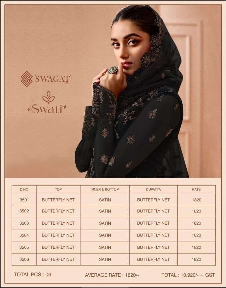 Swagat Swati 3501 To 3506 Designer Work Party Wear Suit New Designs view 10