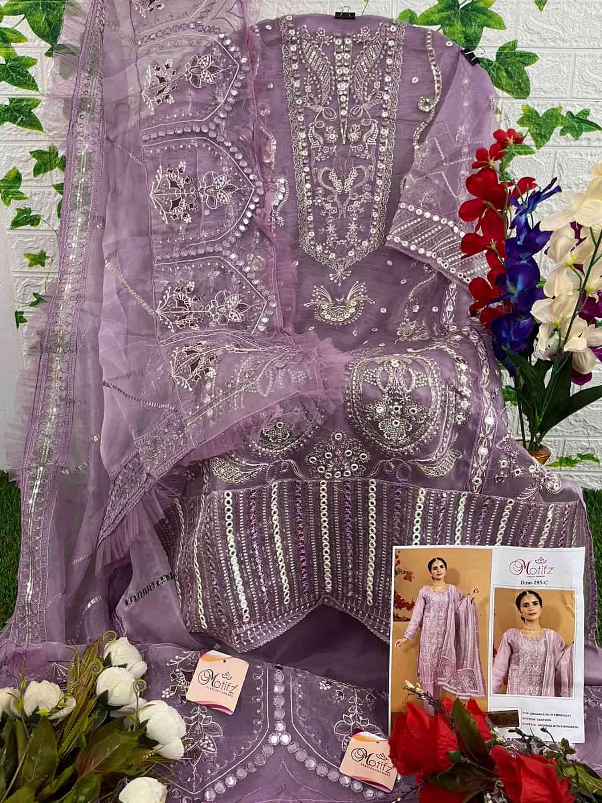 Motifz 295 Colors Pakistani Festive Wear Style Organza Suit Wholesalers view 6