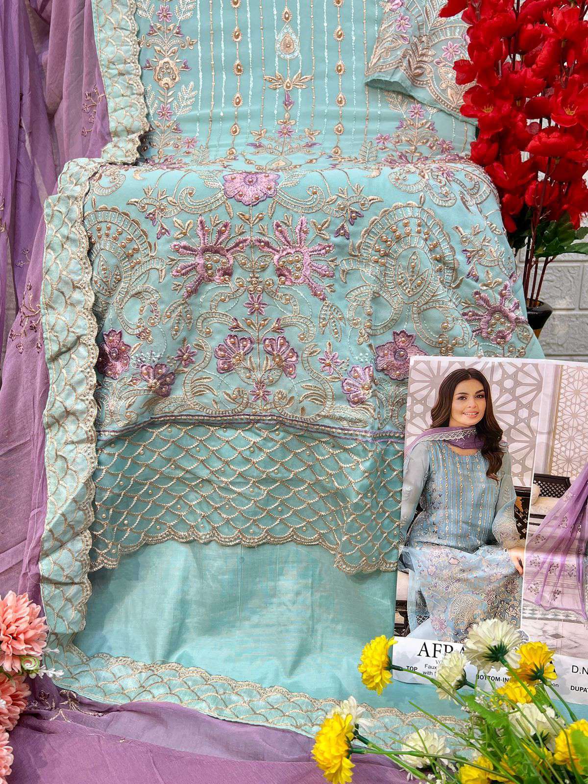 Zaha Afra Vol 1 10284 To 10286 Designer Georgette Suit Pakistani Collection view 7