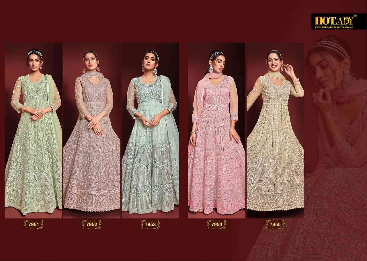 Hotlady Safeenaz Vol 23 7951 To 7955 Designer Party Wear Anarkali Gown view 7