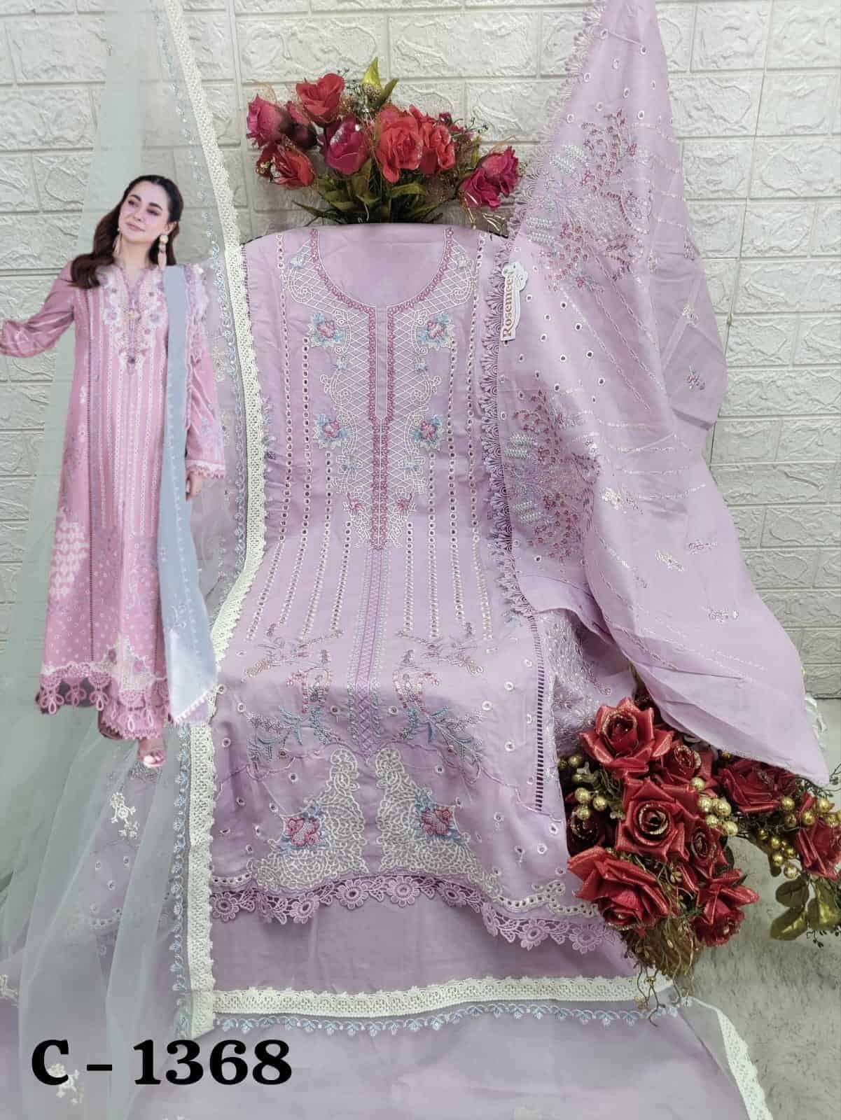 Fepic C 1368 Colors Pakistani Style Designer Embroidered Cotton Suit Exporter view 5