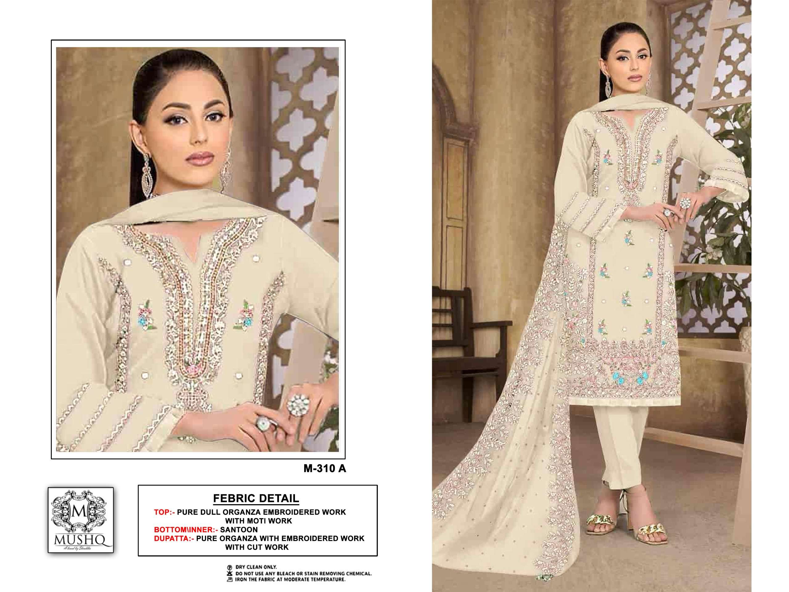 Mushq M 310 A Pakistani Festive Wear Style Designer Embroidered Suit Exporter