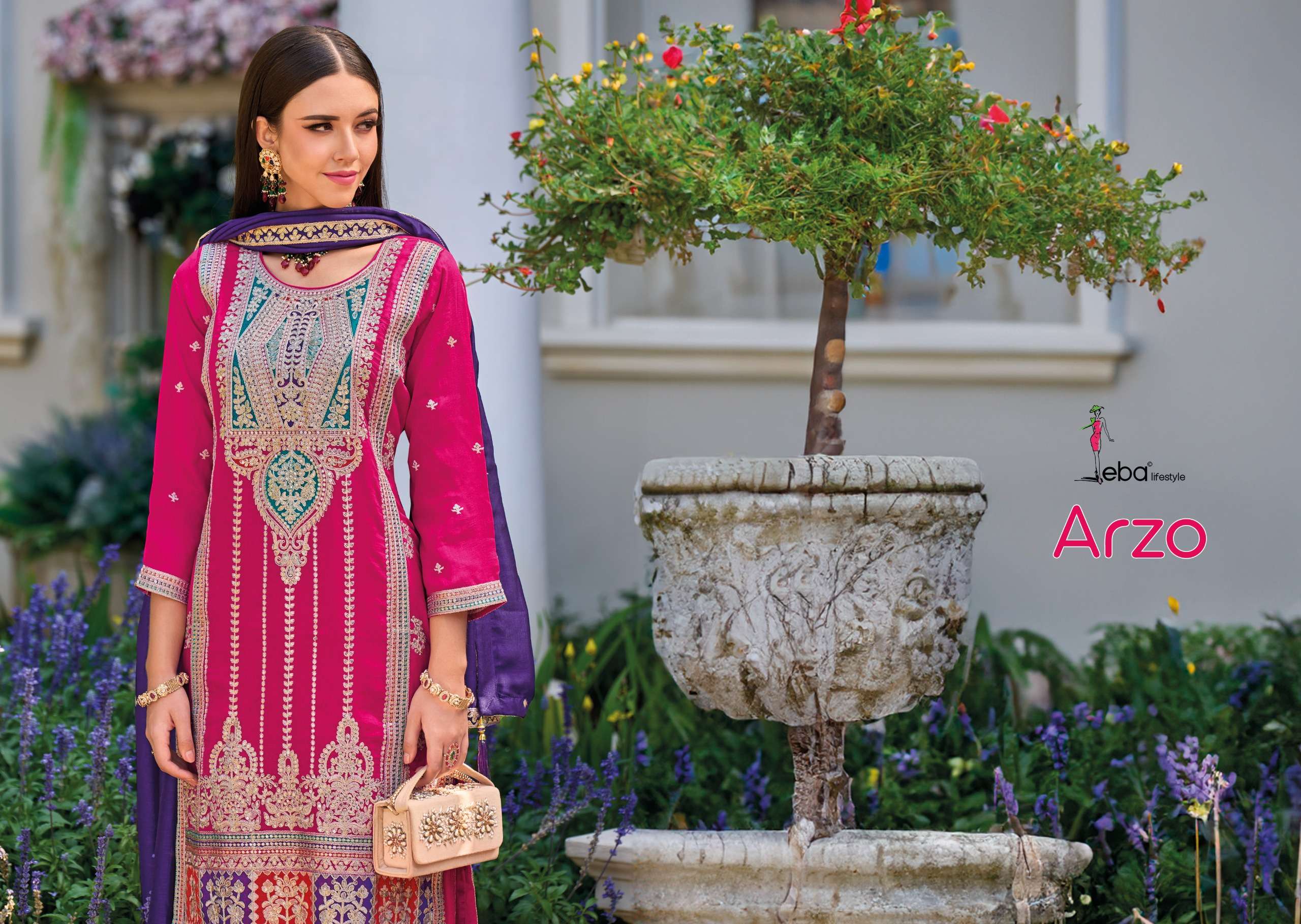 Eba Lifestyle Arzo Designer Straight Suit Festive Wear Readymade Designs view 3