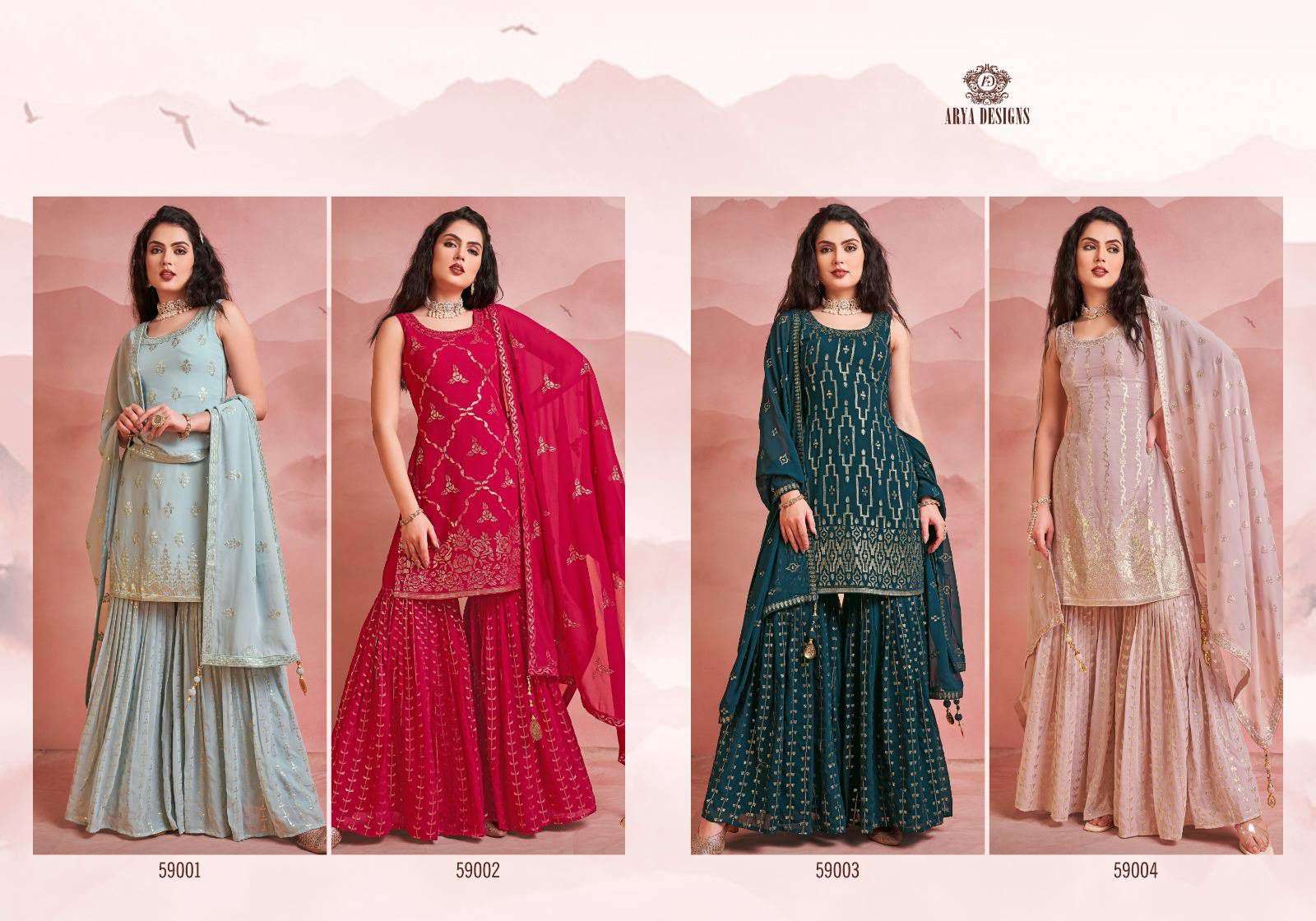 Arya Designs Noorani Saga Vol 7 Latest Designer Gharara Dress Partywear Collection view 11