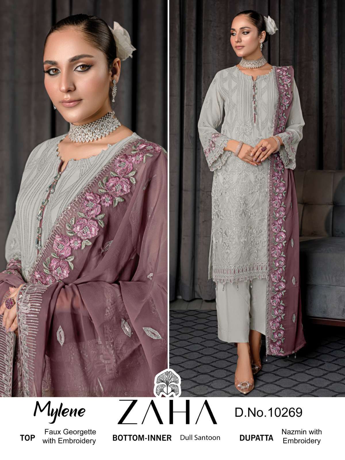 Zaha Mylene Vol 1 10267 To 10269 Designer Pakistani Georgette Suit view 4