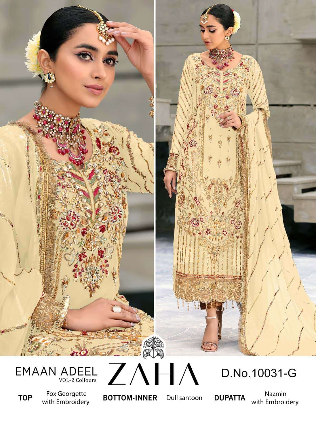 Zaha Emaan Adeel 10031 Colors Pakistani Designer Suit Wholasaler view 3