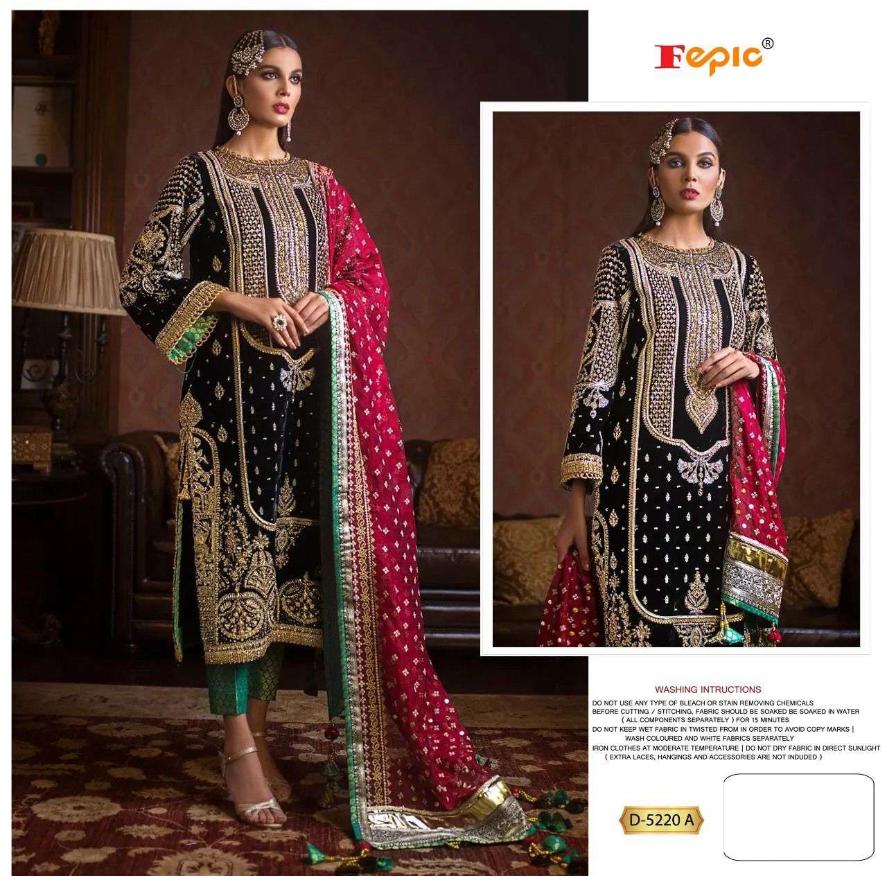Fepic D 5220 Colors Designer Party Wear Velvet Suit New Catalog view 2