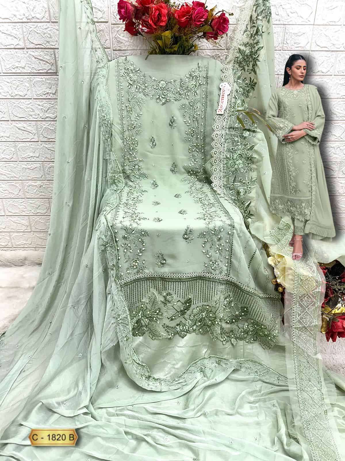 Fepic C 1820 Colors Pakistani Heavy Designer Georgette Embroidered Suit Wholesalers view 6