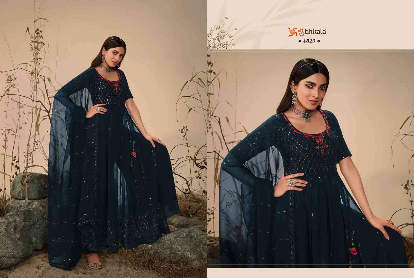 Shubhkala Flory Vol 27 Party Wear Nayra Cut Traditional Dress view 5