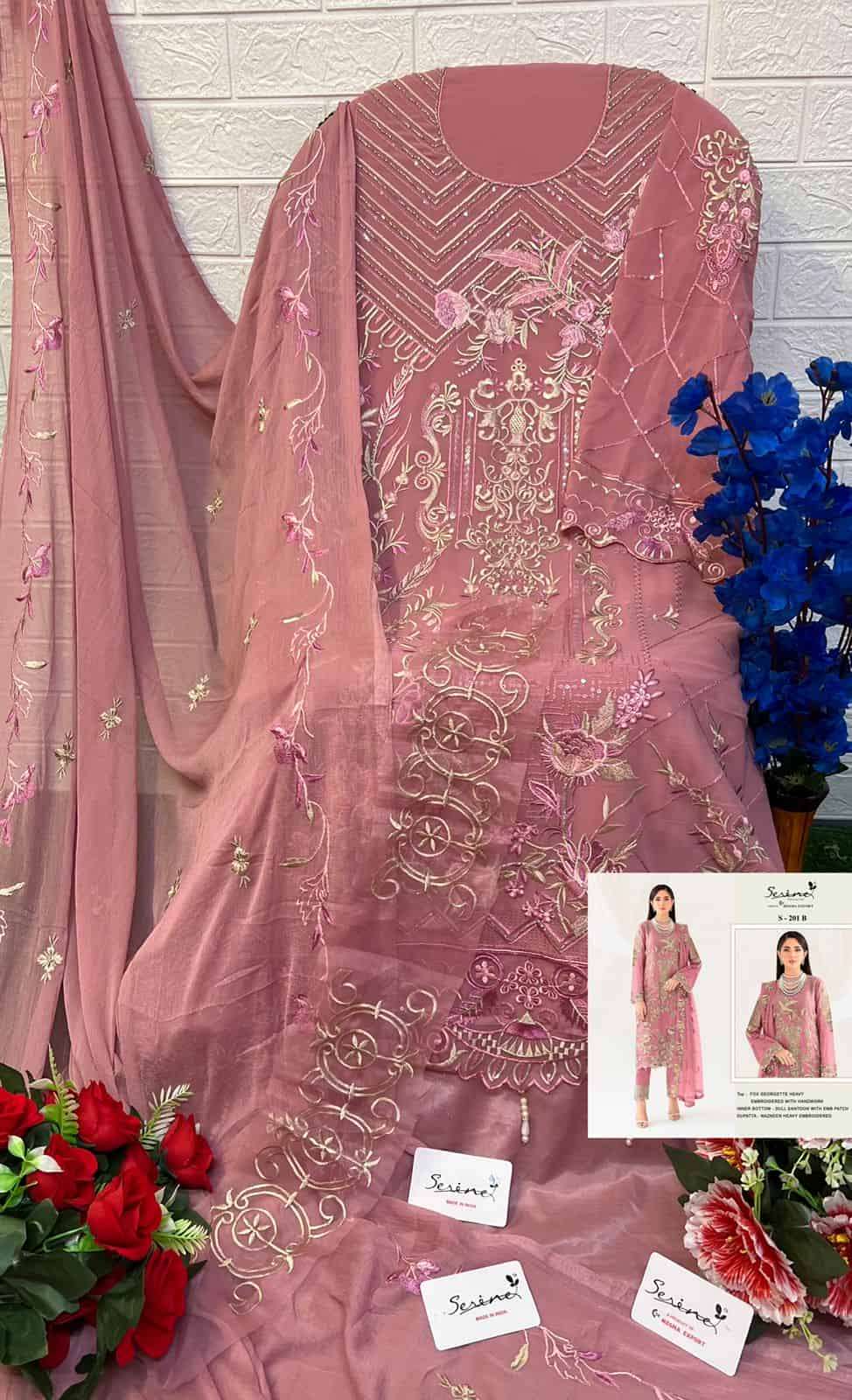 Serine S 201 Colors Pakistani Latest Designs Festive Wear Style Suit Exporter view 8