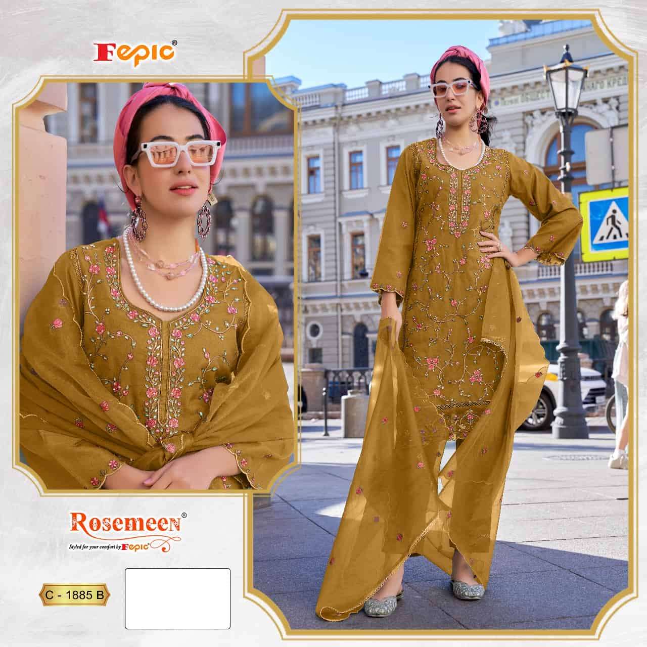 Fepic C 1885 Colors Pakistani Organza Embroidered Salwar Kameez Wholesalers view 2