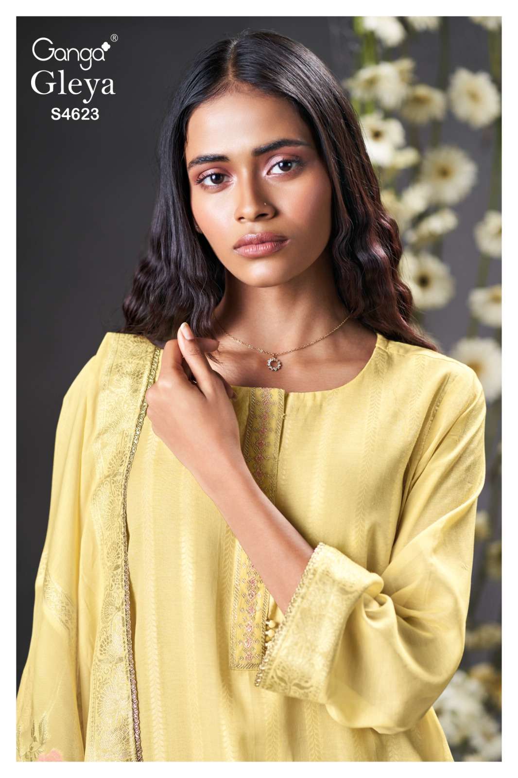 Ganga Fashion Gleya 4623 Designer Chanderi Jacquard Suit Latest Collection view 4