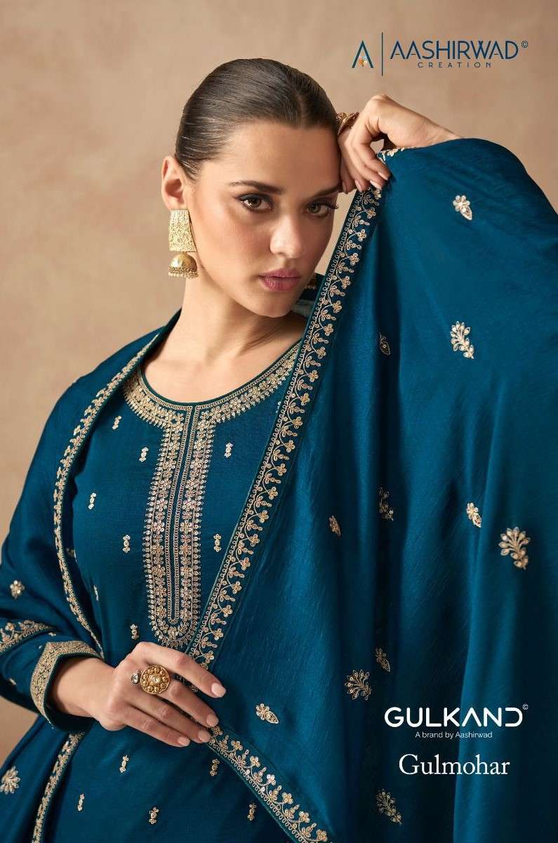 Aashirwad Gulkand Gulmohar Festive Wear Straight Designs Ladies Suit