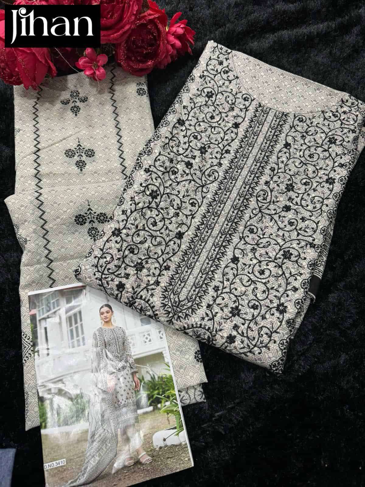 Jihan Bin Saeed Lawn Collection 3410 Colors Pakistani Cotton Suit Wholesalers view 9