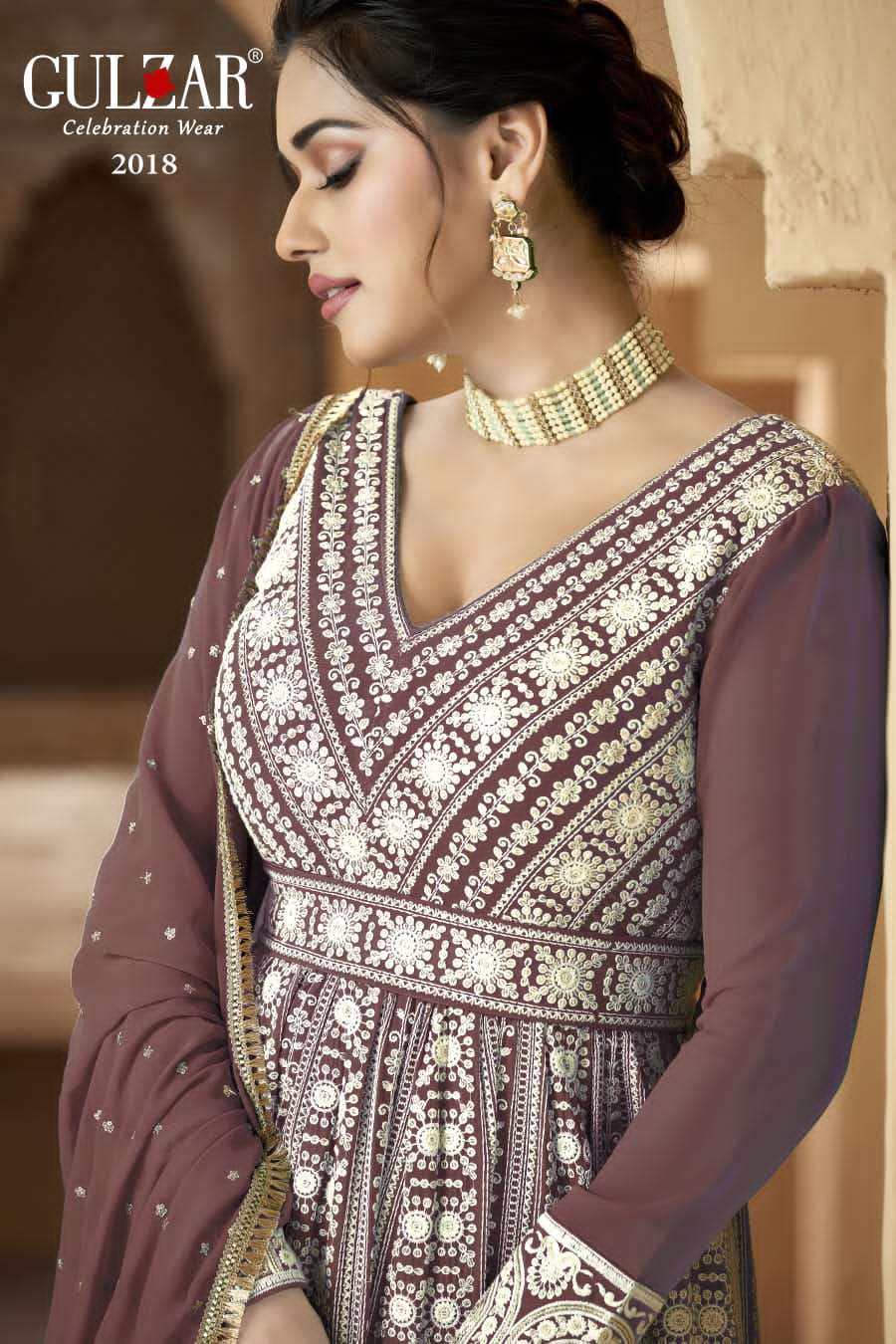 Gulzar Resham Latest Designer Anarkali Gown Partywear Collection view 8