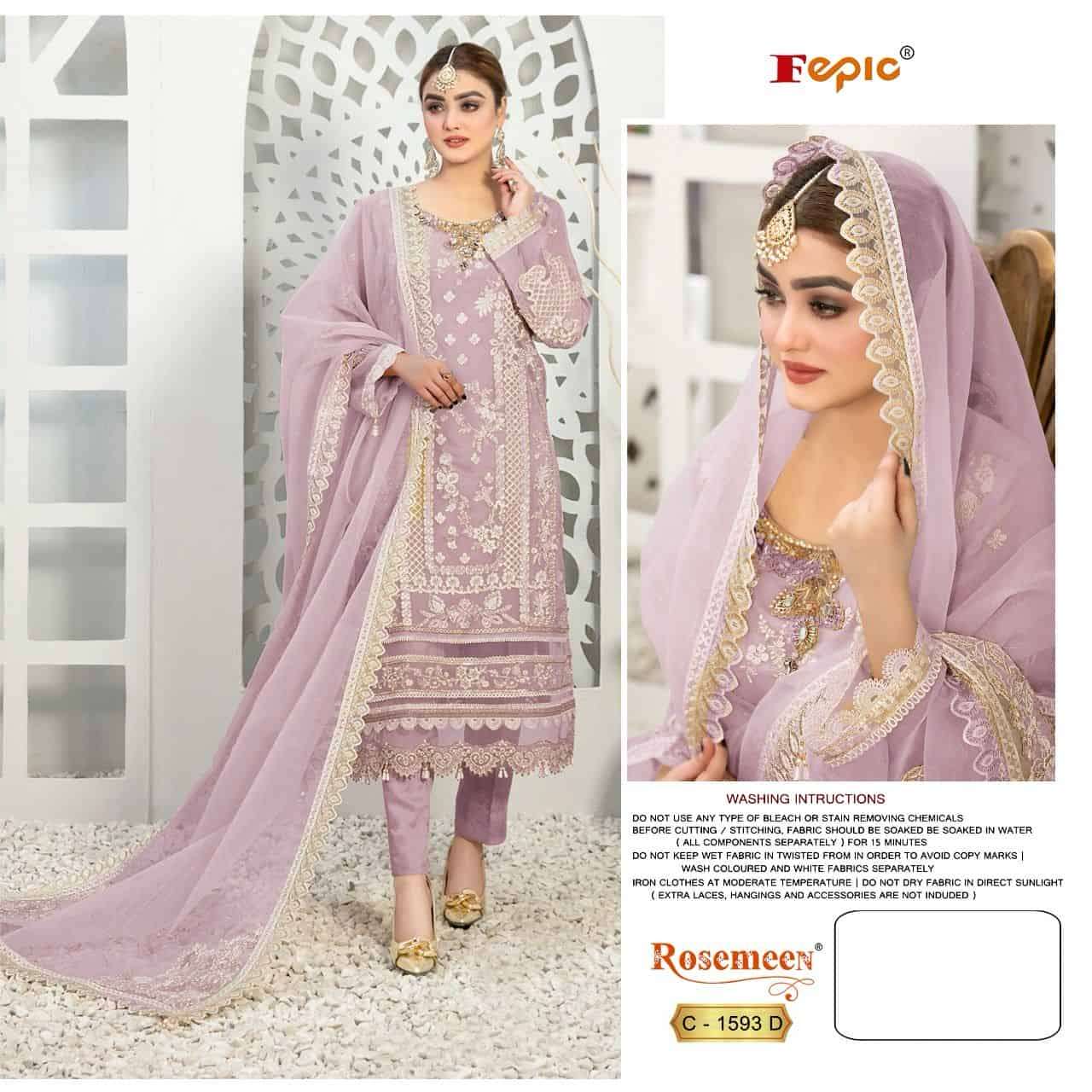 Fepic C 1593 Colors Party Wear Style Heavy Designer Pakistani Suit Wholesalers view 3