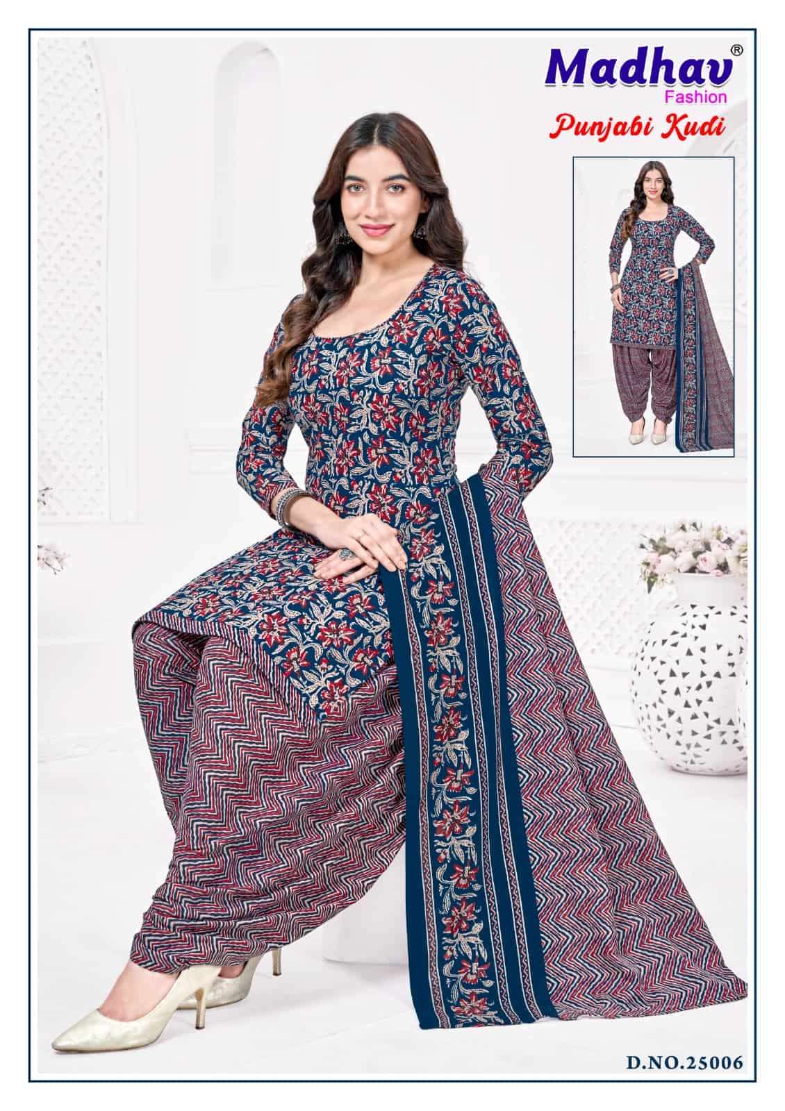 Madhav Fashion Punjabi Kudi Vol 25 Unstitch Cotton Salwar Suit Exporters view 8