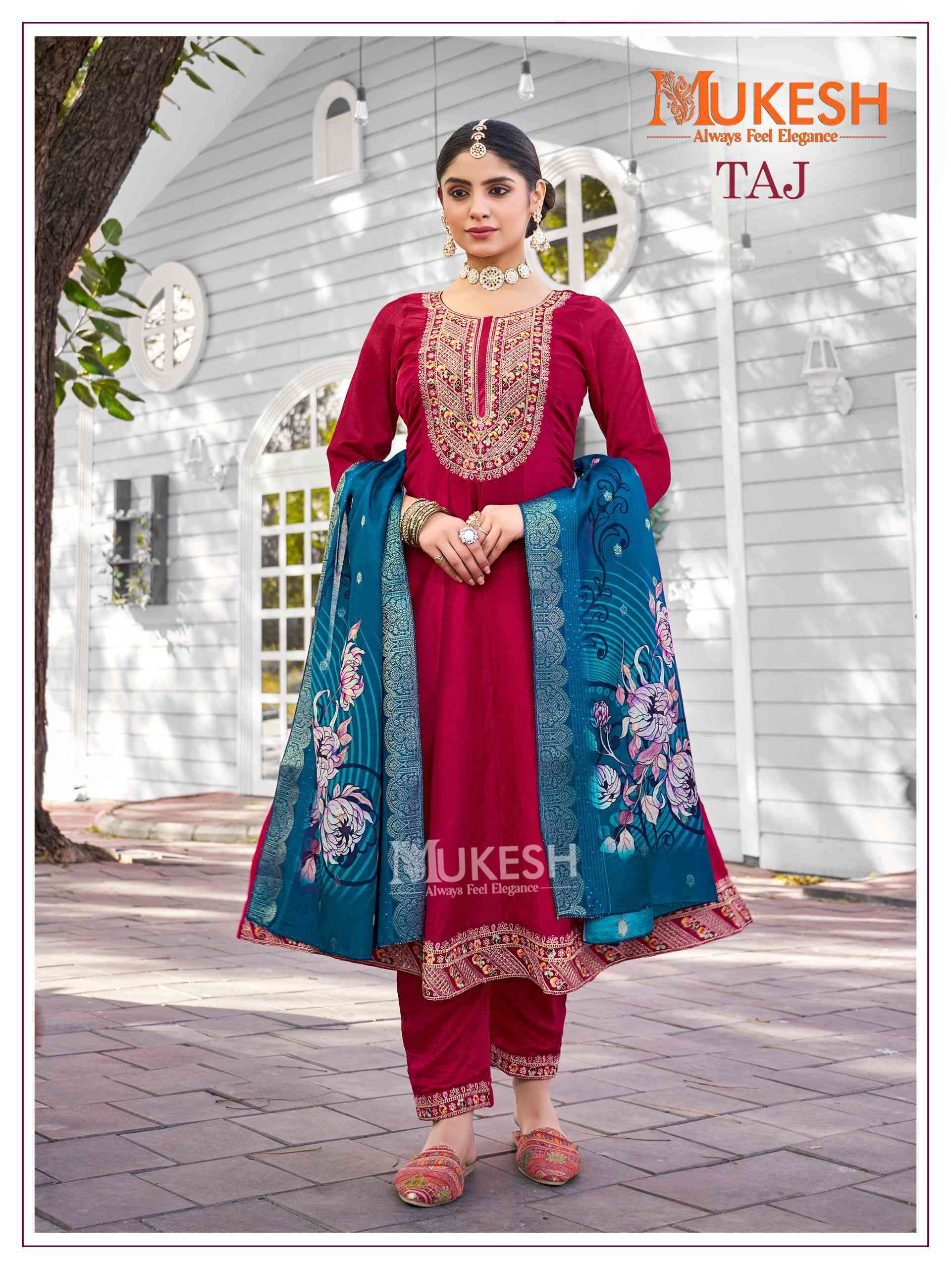 Mukesh Taj Anarkali Kurti Bottom Dupatta Set New Collection view 12