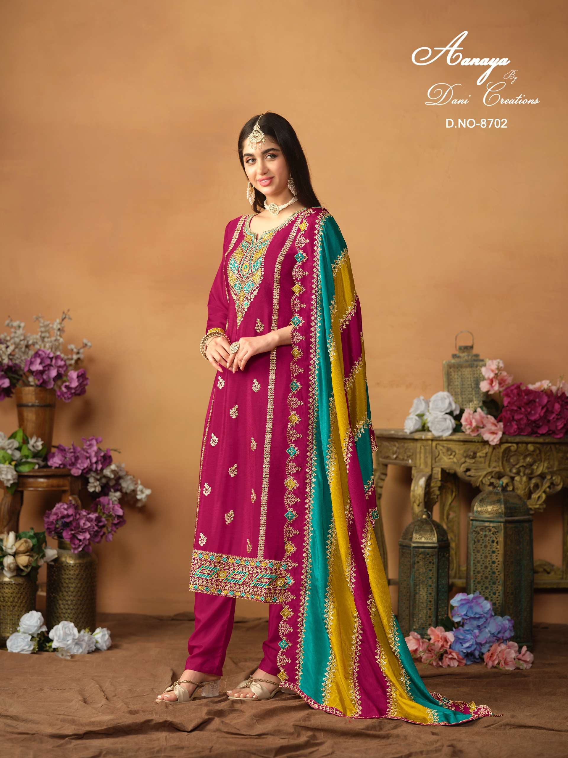 Aanaya Vol 187 8701 To 8703 Designer Style Straight Suit Latest Collection view 6