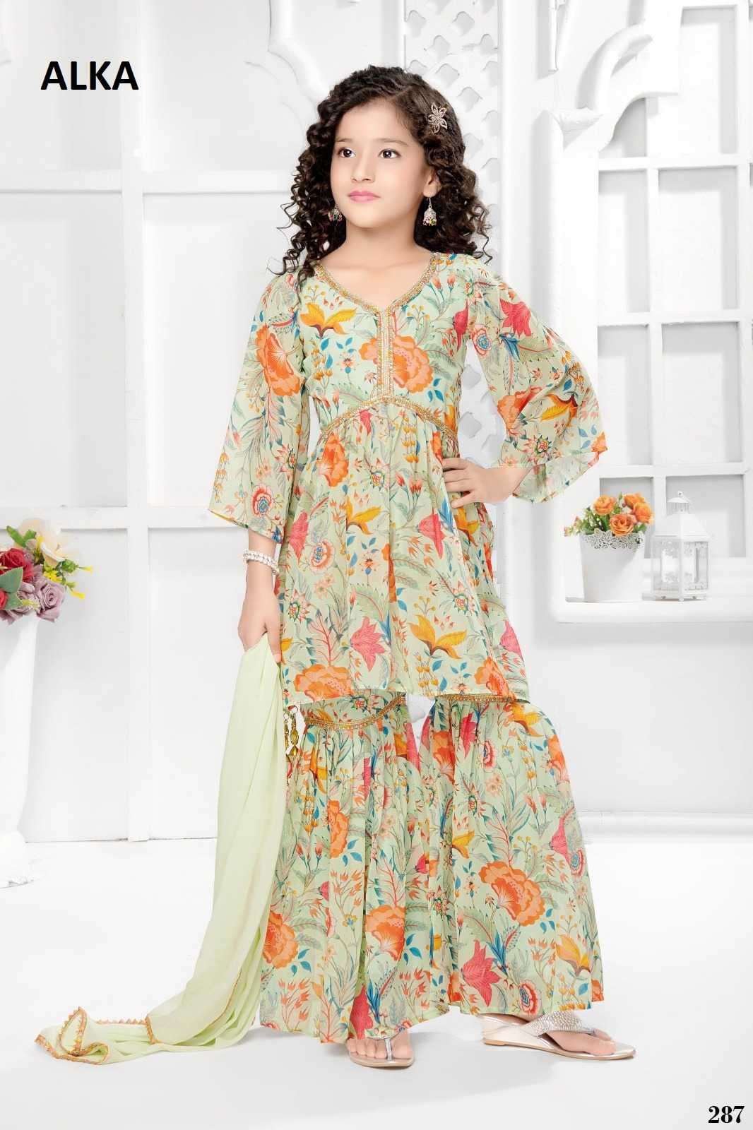 Alka Aaradhna Vol 43 Designer Gharara Kids Wear Wedding Dress Latest Collection view 2