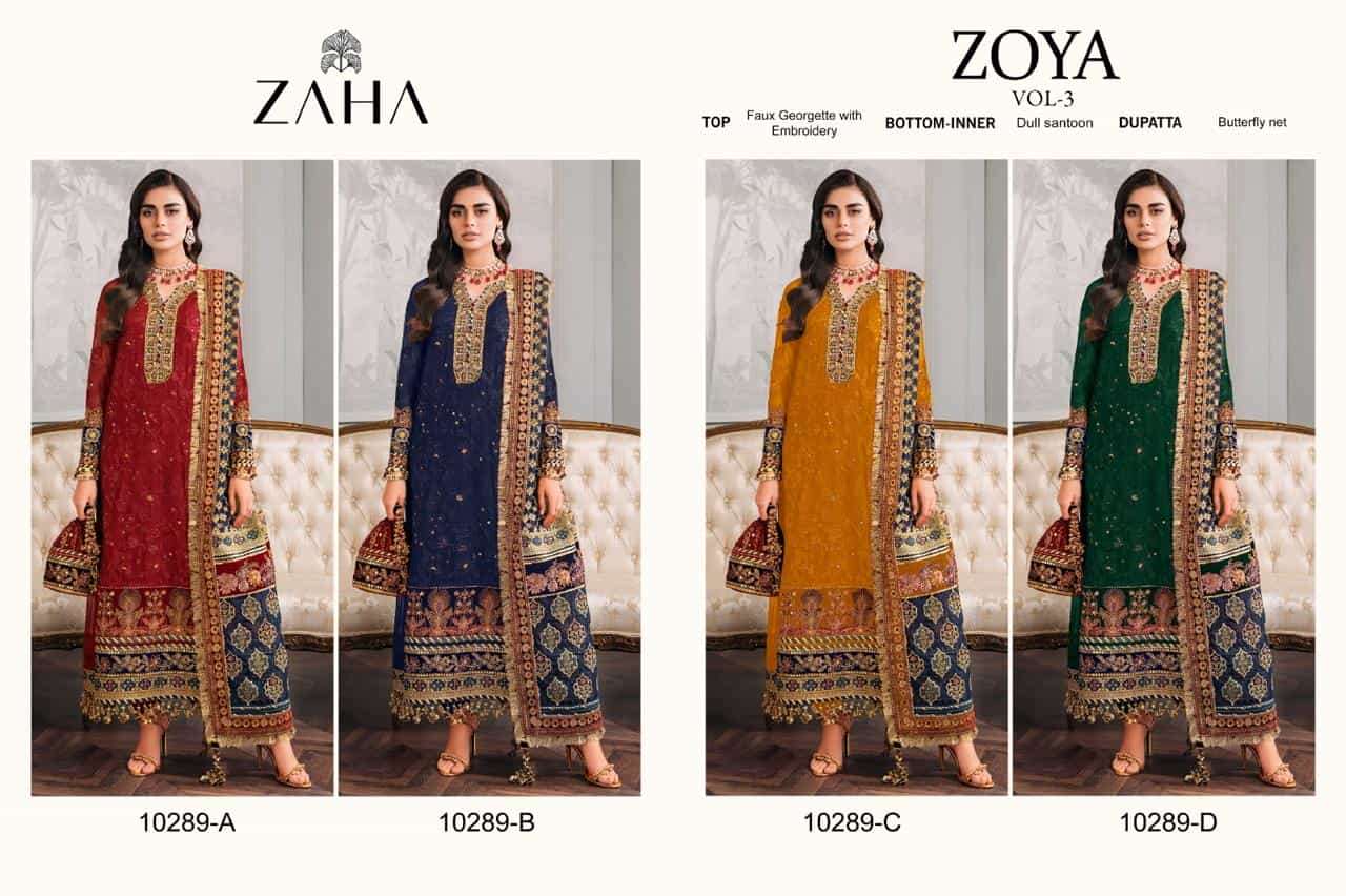 Zaha Zoya Vol 3 10289 Colors Pakistani Festive Wear Style Salwar Suit Wholesalers view 5