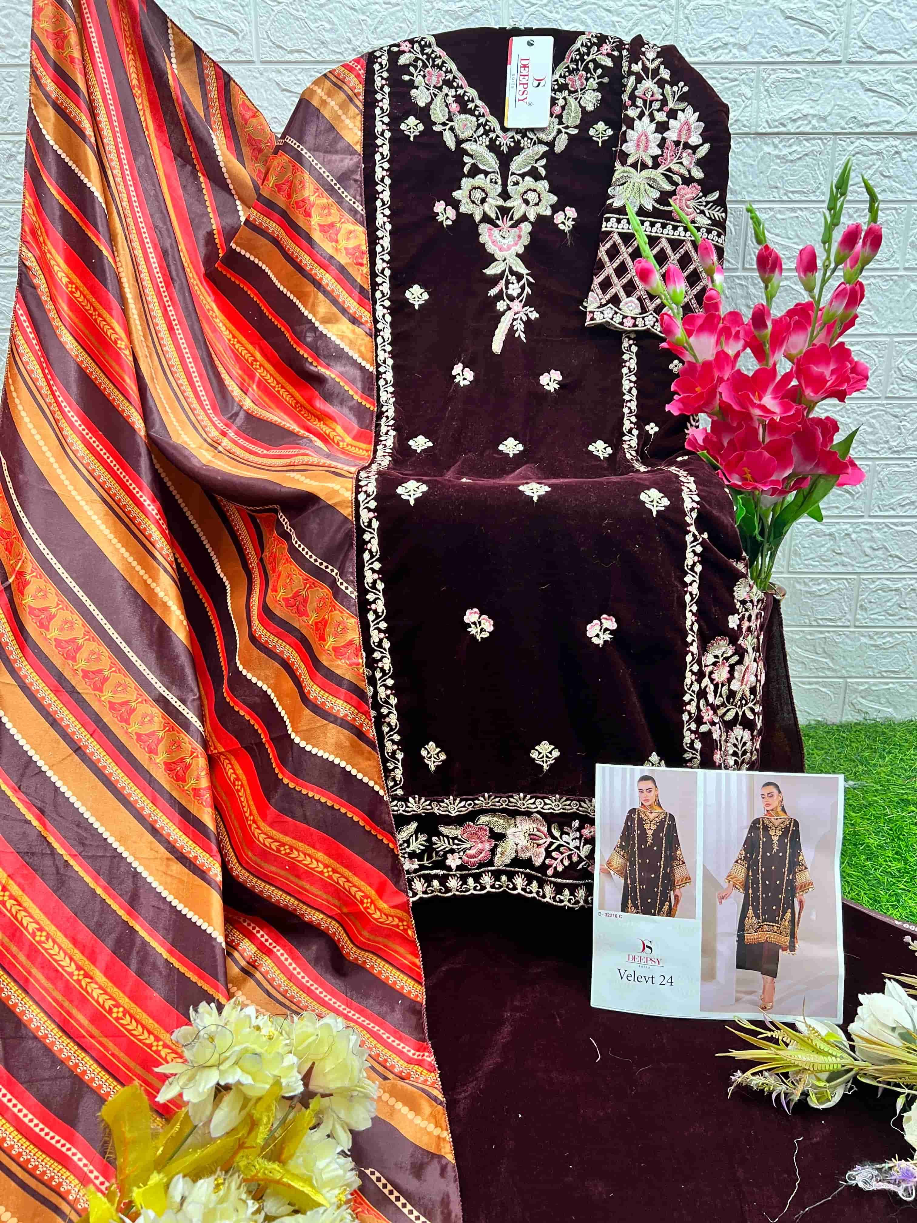 Deepsy D 32216 C Exclusive Heavy Embroidered Pakistani Velvet Collection view 2