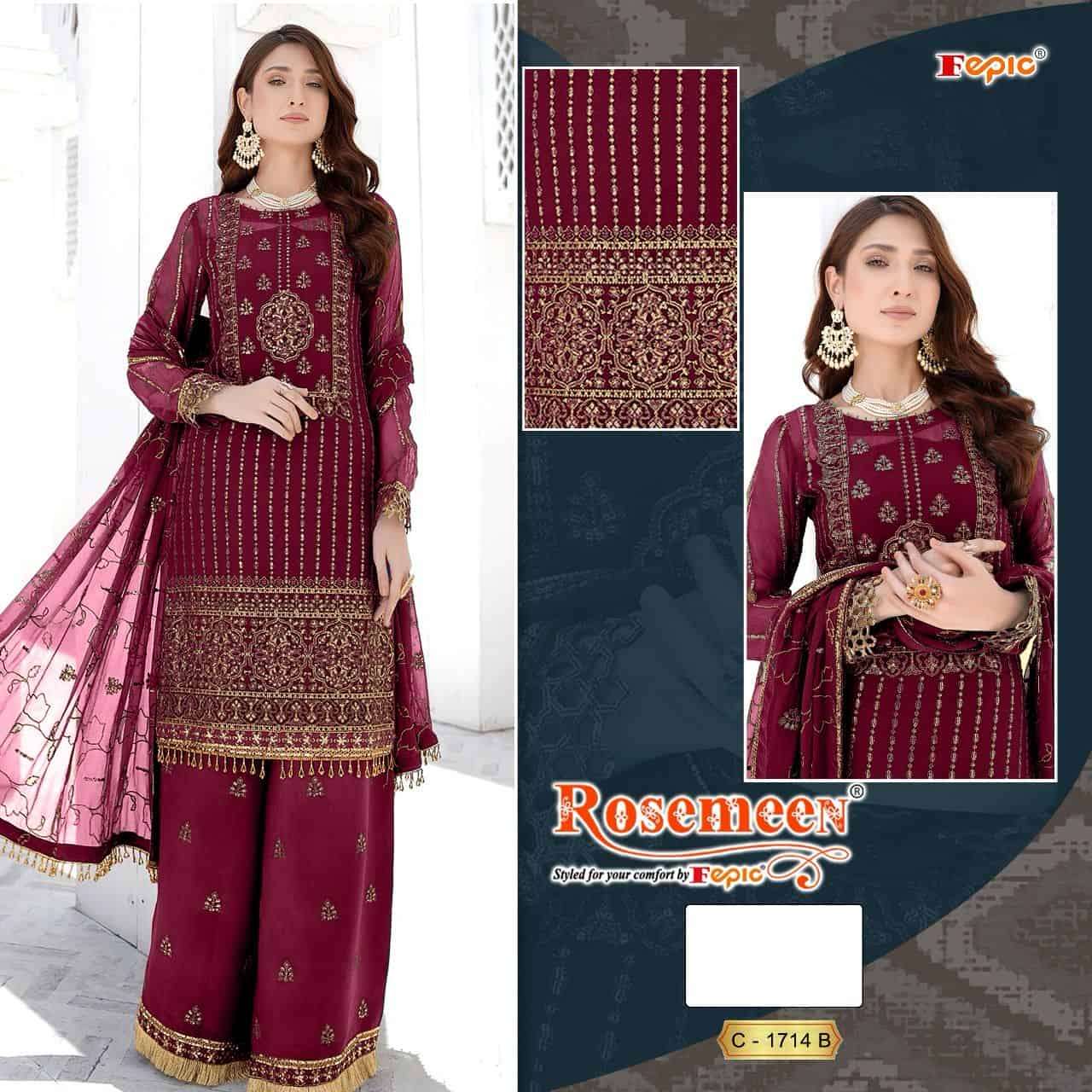 Fepic C 1714 Colors Festive Wear Style Designer Georgette Suit Wholesalers view 3