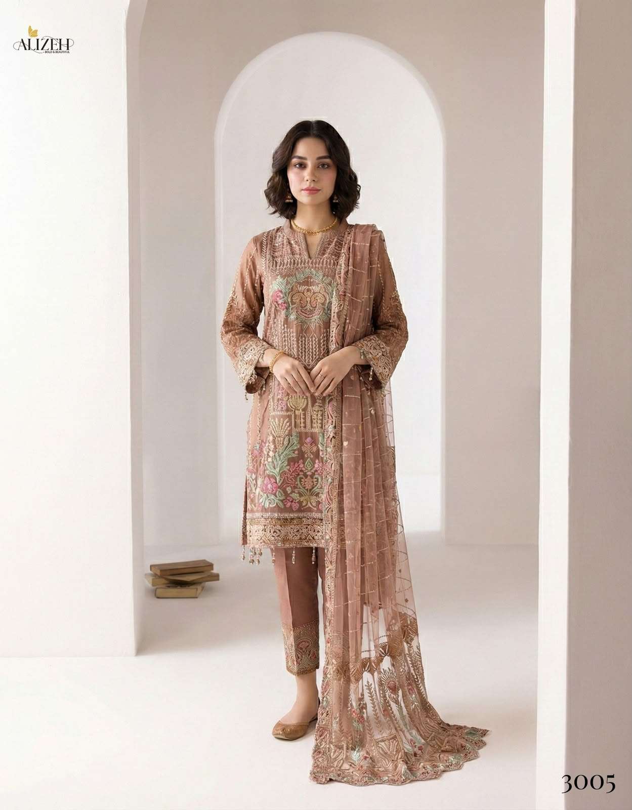 Alizeh 3005 Designer Readymade 3 Pec Suit Wedding Collection view 4
