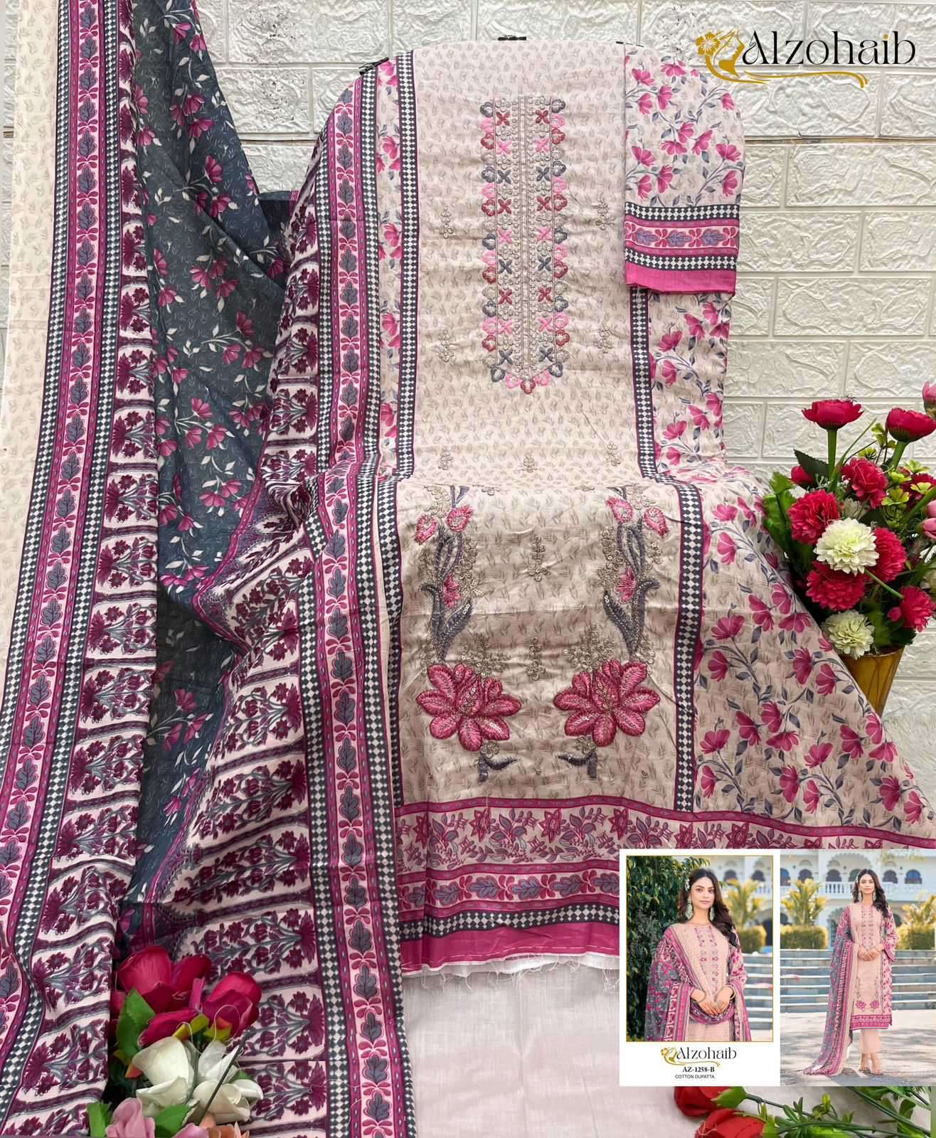 Alzohaib 1258 To 1260 Series Cotton Printed Pakistani Suit Salwar view 5