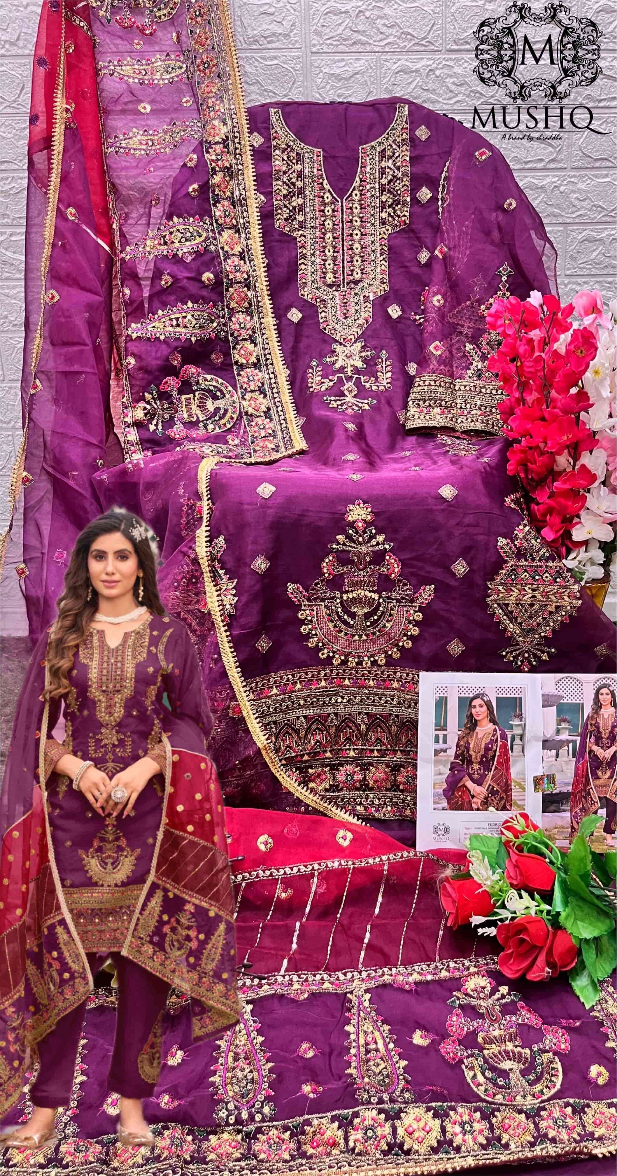 Mushq M 287 Colors Pakistani Festive Wear style Embroidered Designs Suit Exporters view 8
