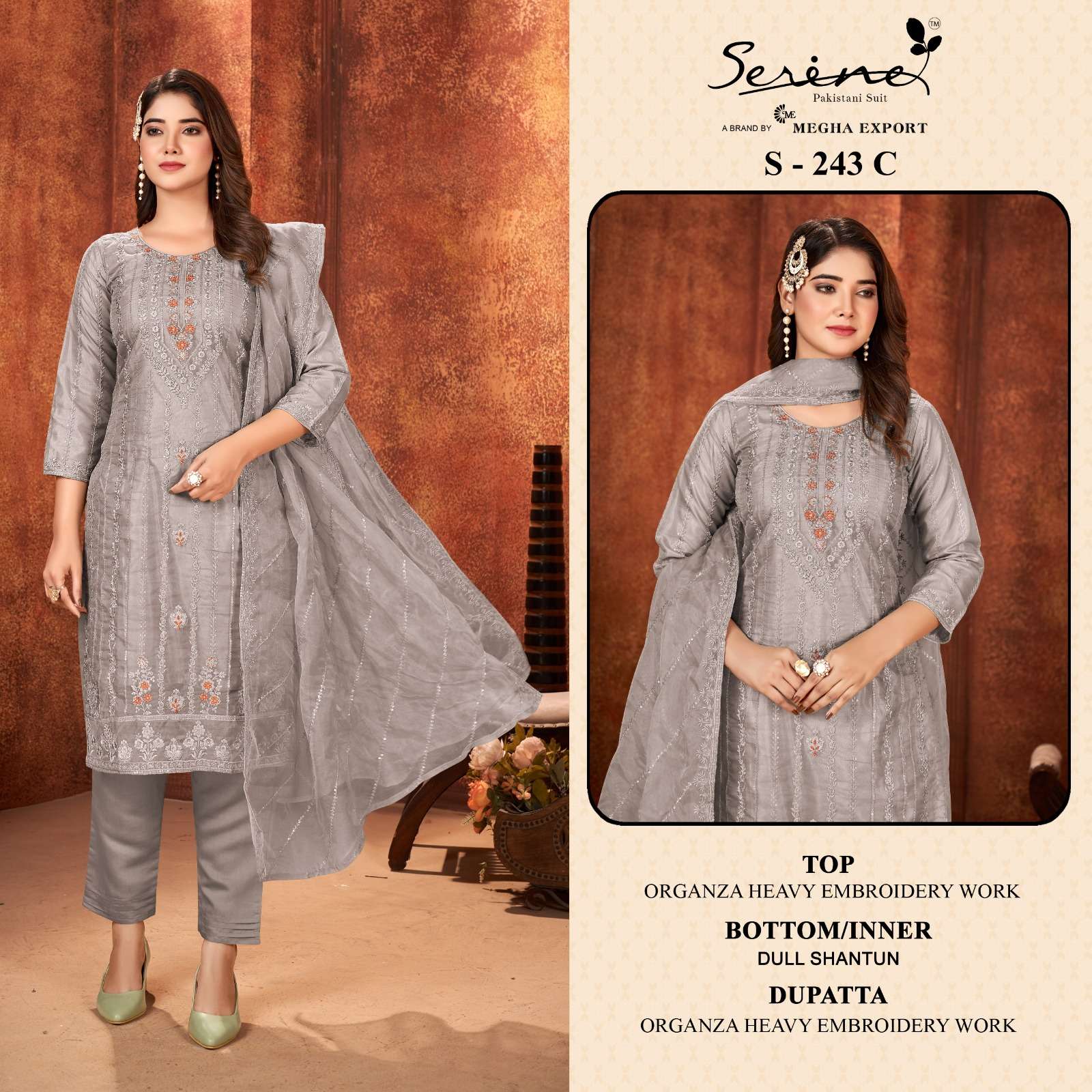 Serine S-243 Designer Pakistani Organza Suit view 2