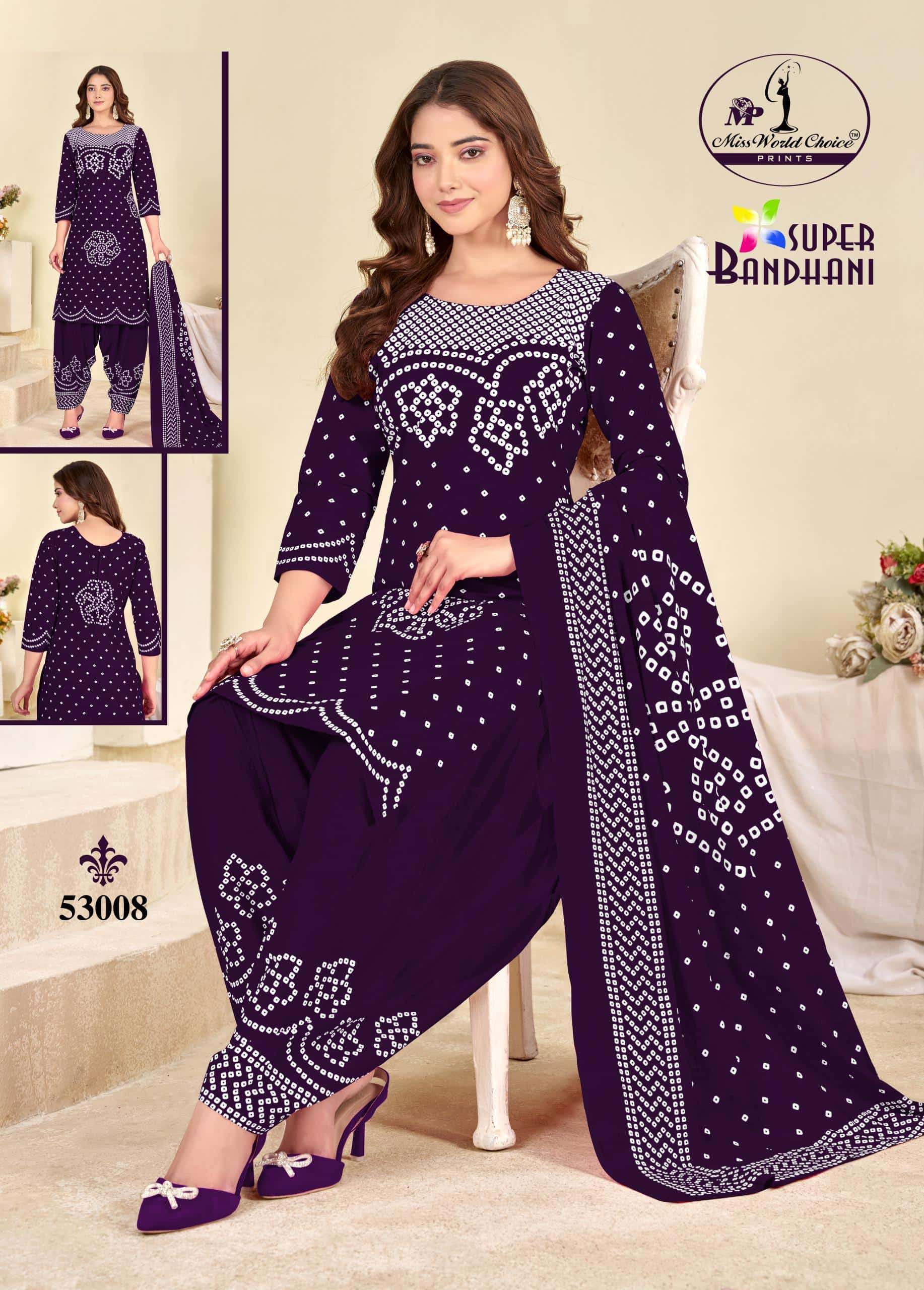 Miss World Choice Super Bandhani Vol 53 Unstitch Cotton Suit Catalog view 9