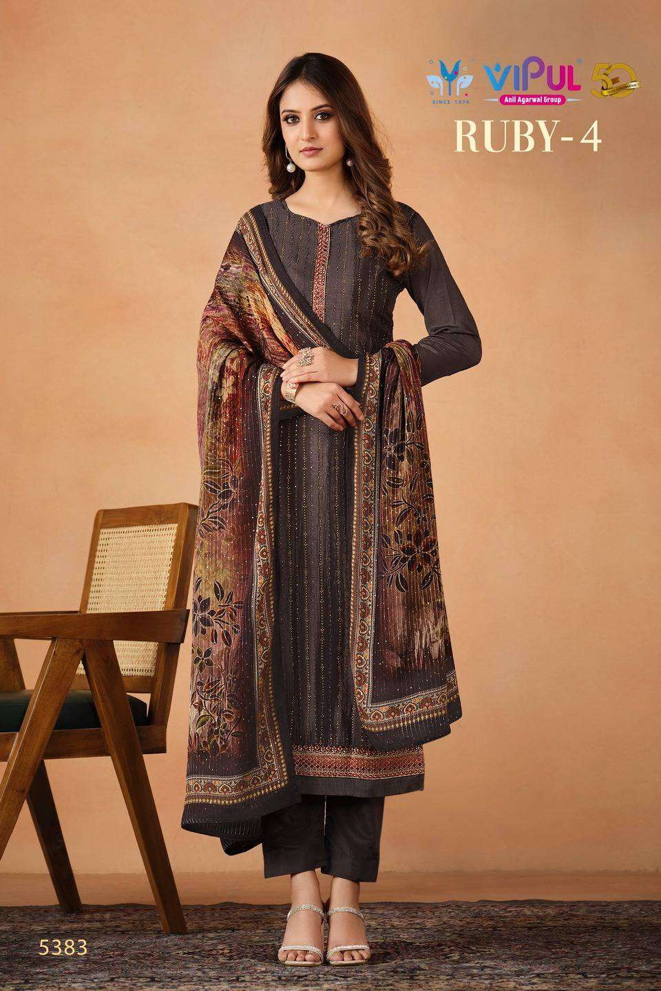 Vipul Ruby Vol 4 Fancy Straight Designs Festive Wear Dress Catalog Exporter view 7