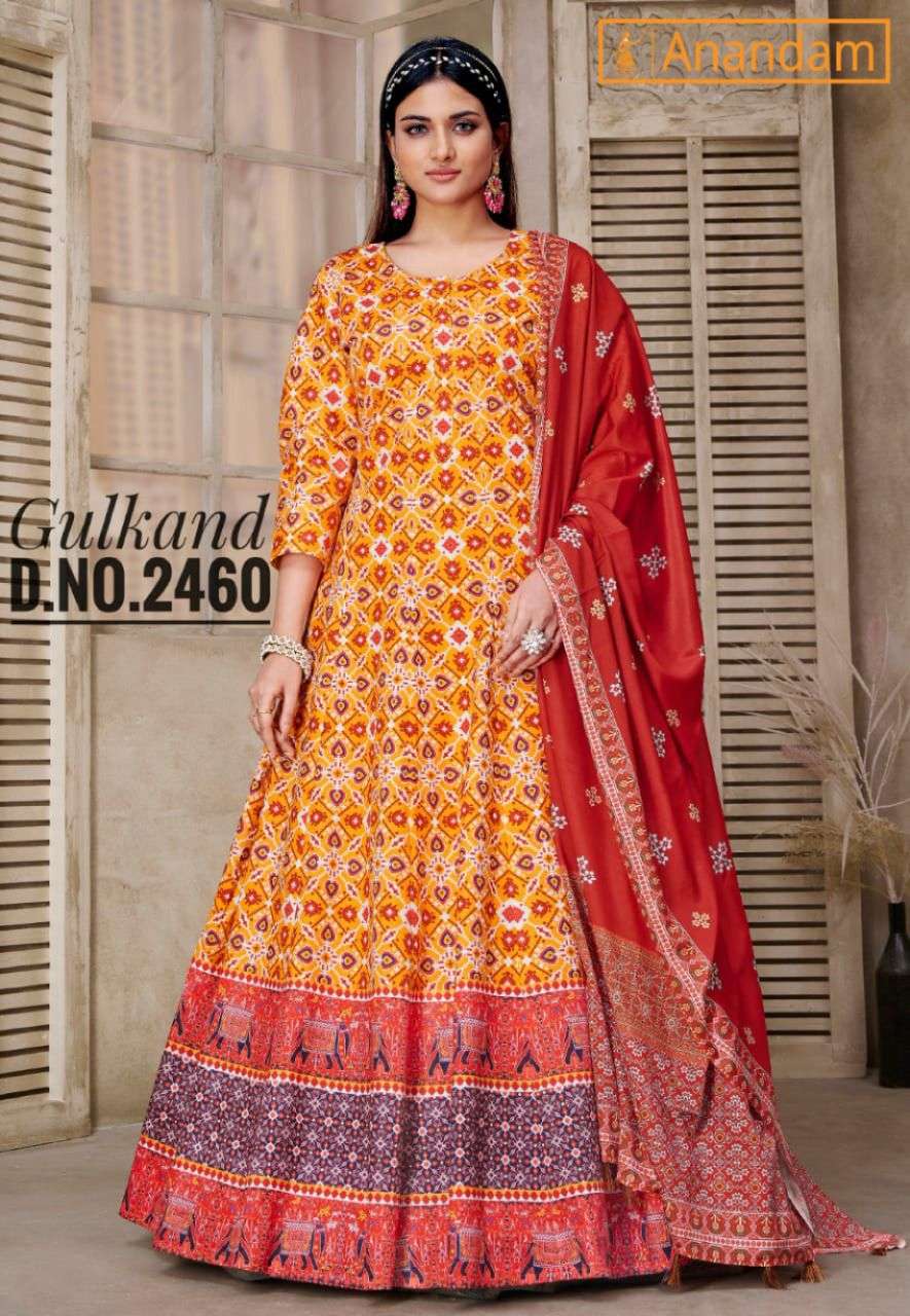 Anandam Gulkand 2459 To 2463 Cotton Silk Anarkali Suit view 4