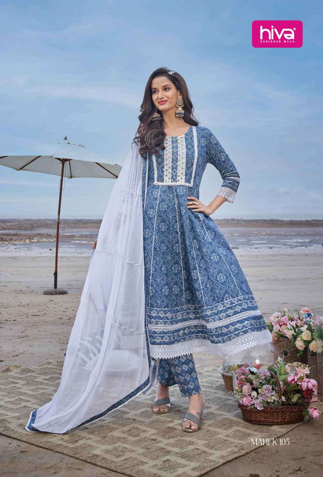 Hiva Mahek Pure Cotton Exclusive Anarkali Style Dress Combo Designs view 9