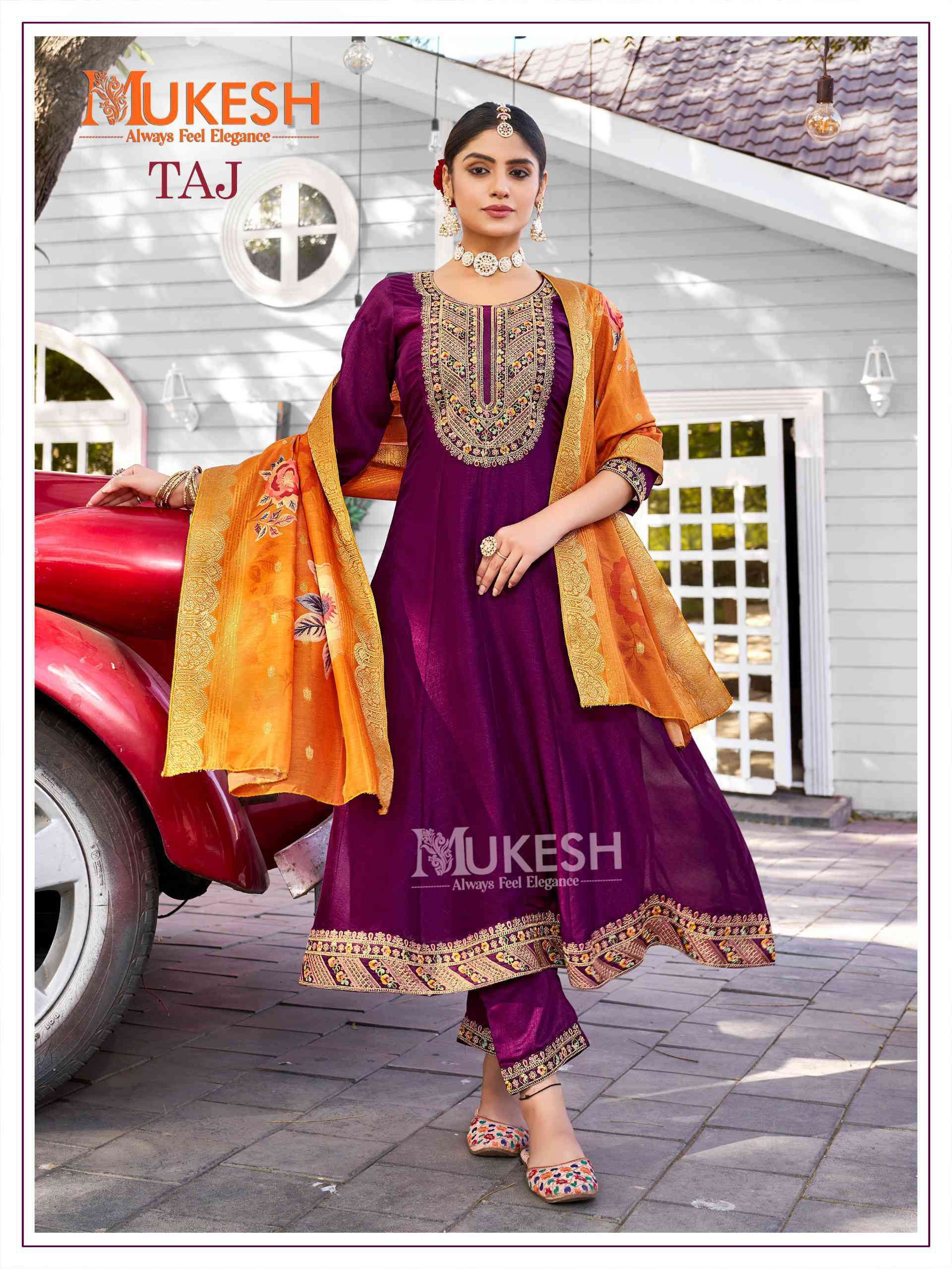 Mukesh Taj Anarkali Kurti Bottom Dupatta Set New Collection view 6