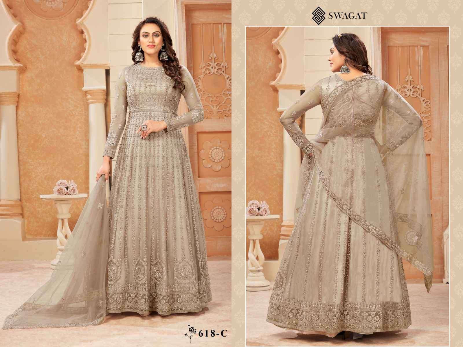 Swagat 618 Colors Partywear Net Anarkali Gown view 5