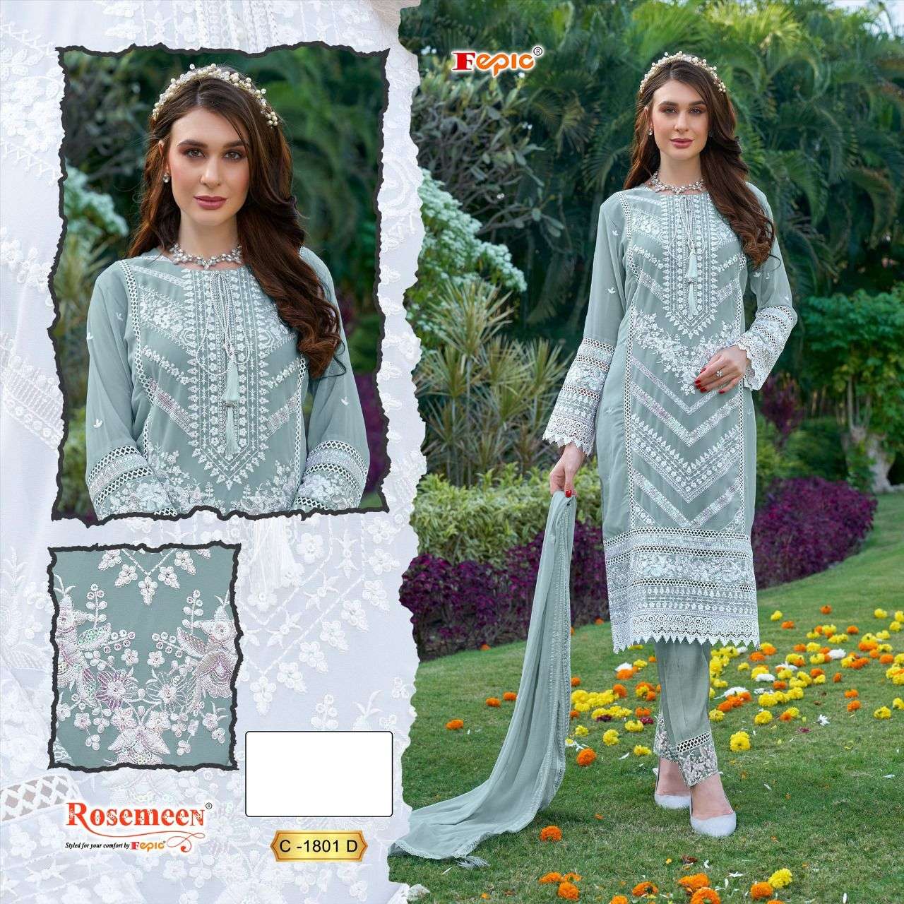Fepic C 1801 Colors Fancy Embroidered Georgette Pakistani Suit view 7