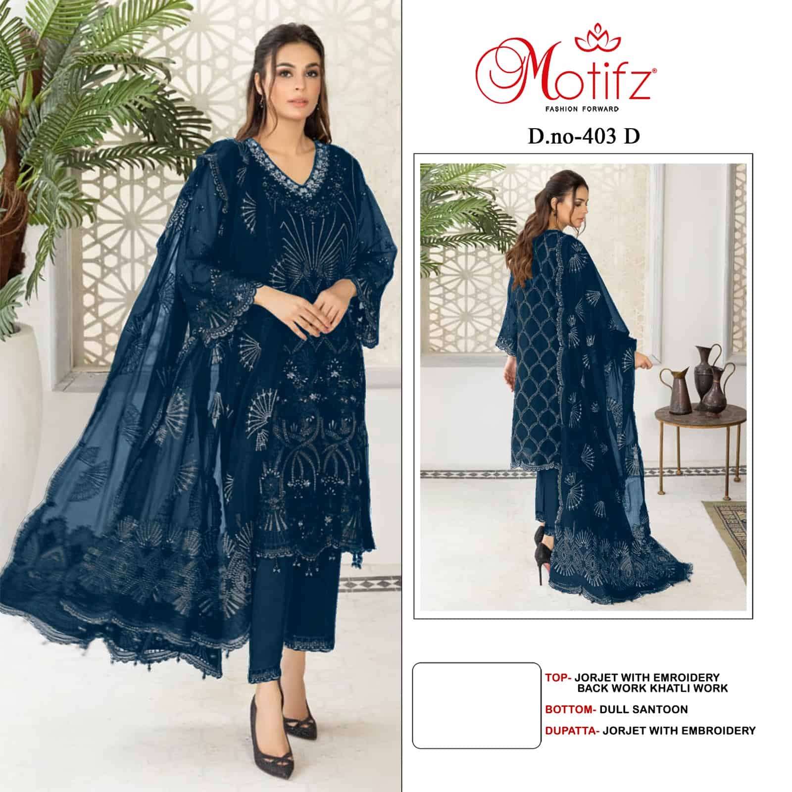 Motifz 403 Colors Pakistani Exclusive Designer Style Party wear Suit Wholesalers view 3