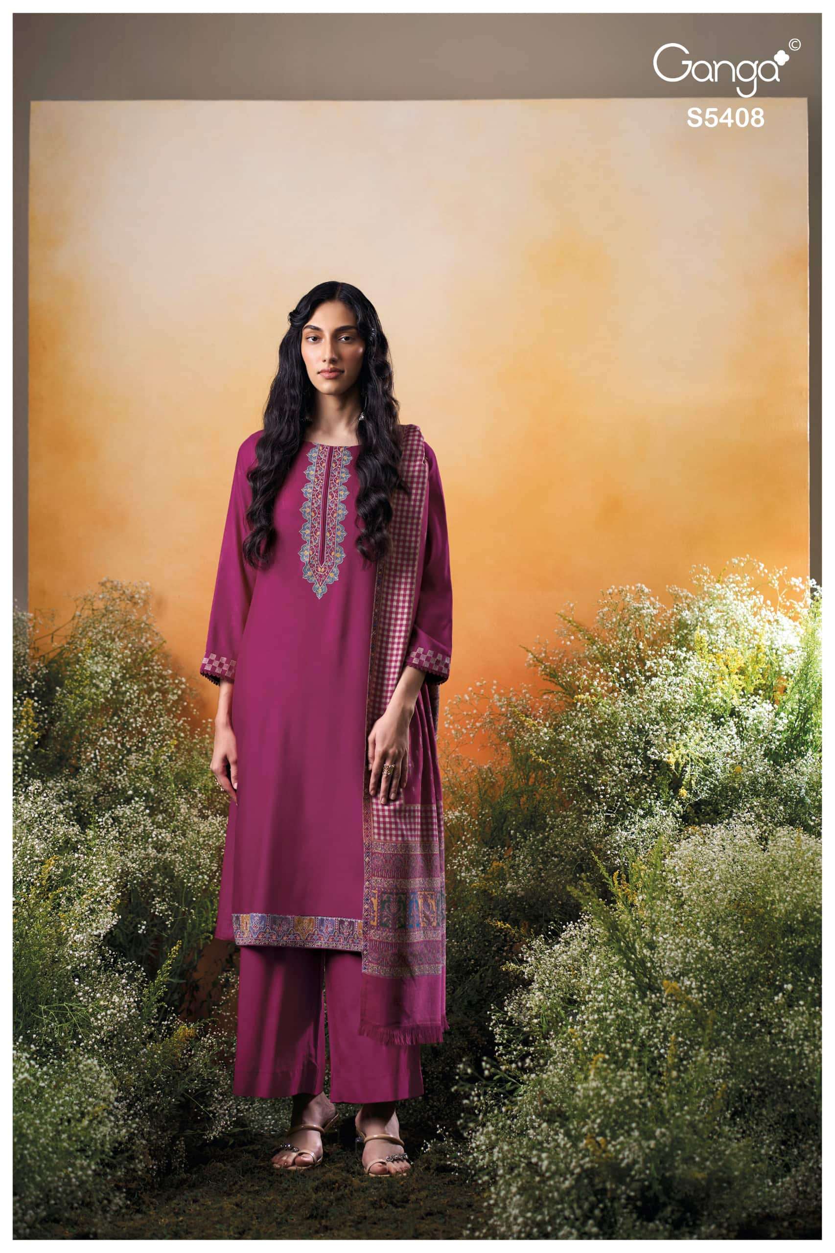 Ganga Fashion Ciellea 5408 Pure Pashmina Ladies Suits Winter Collection view 2
