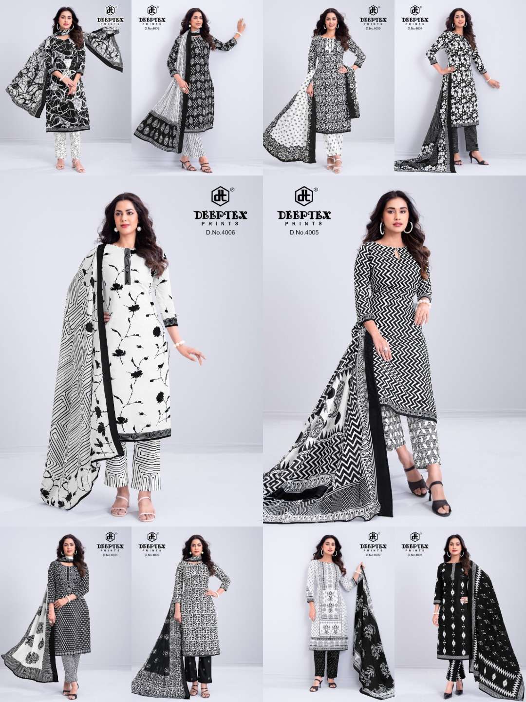 Deeptex Aaliza Black And White Vol 4 Pure Cotton Dress view 11